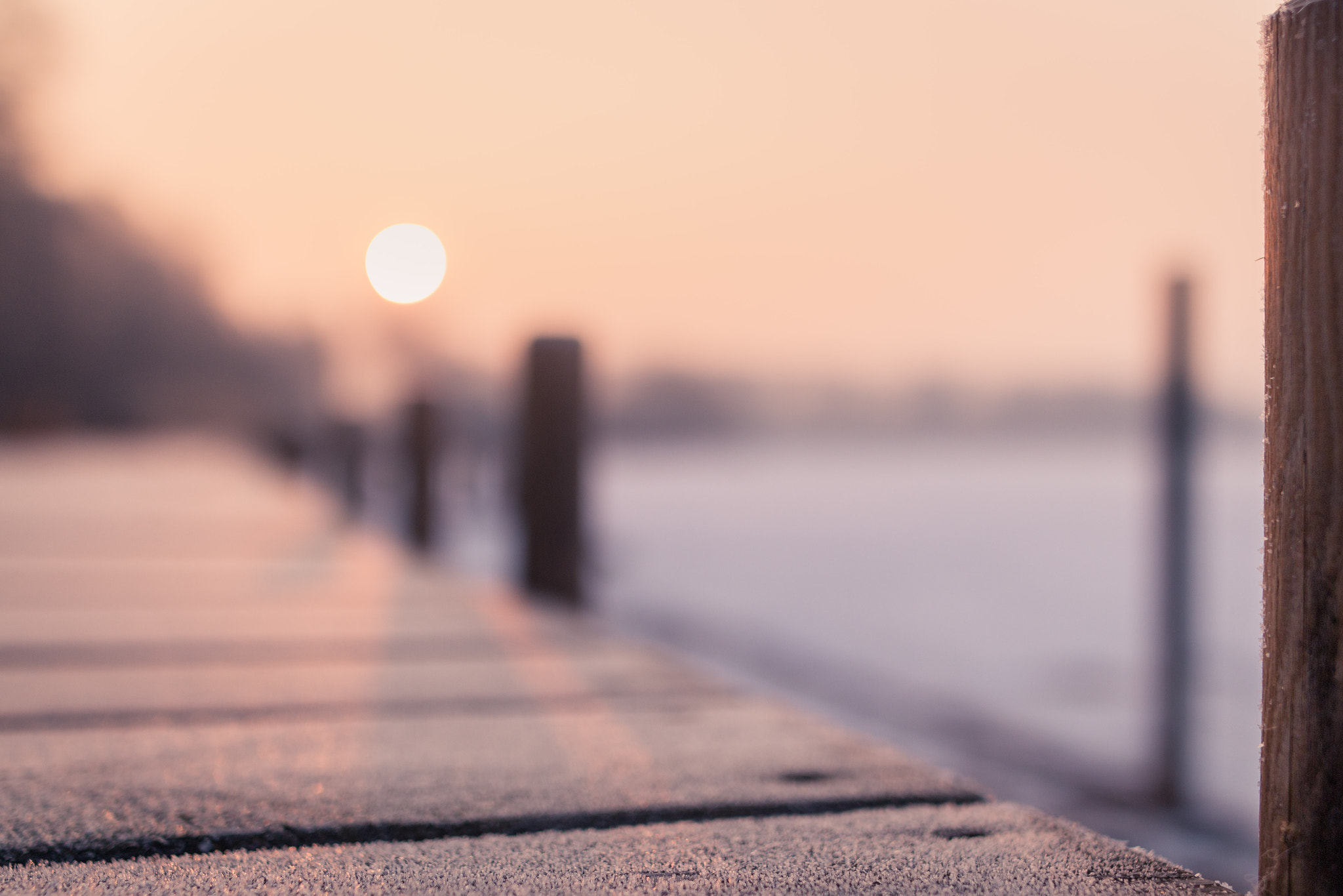 Canon EOS 70D + Sigma 24mm F1.4 DG HSM Art sample photo. Frozen sunrise pier photography