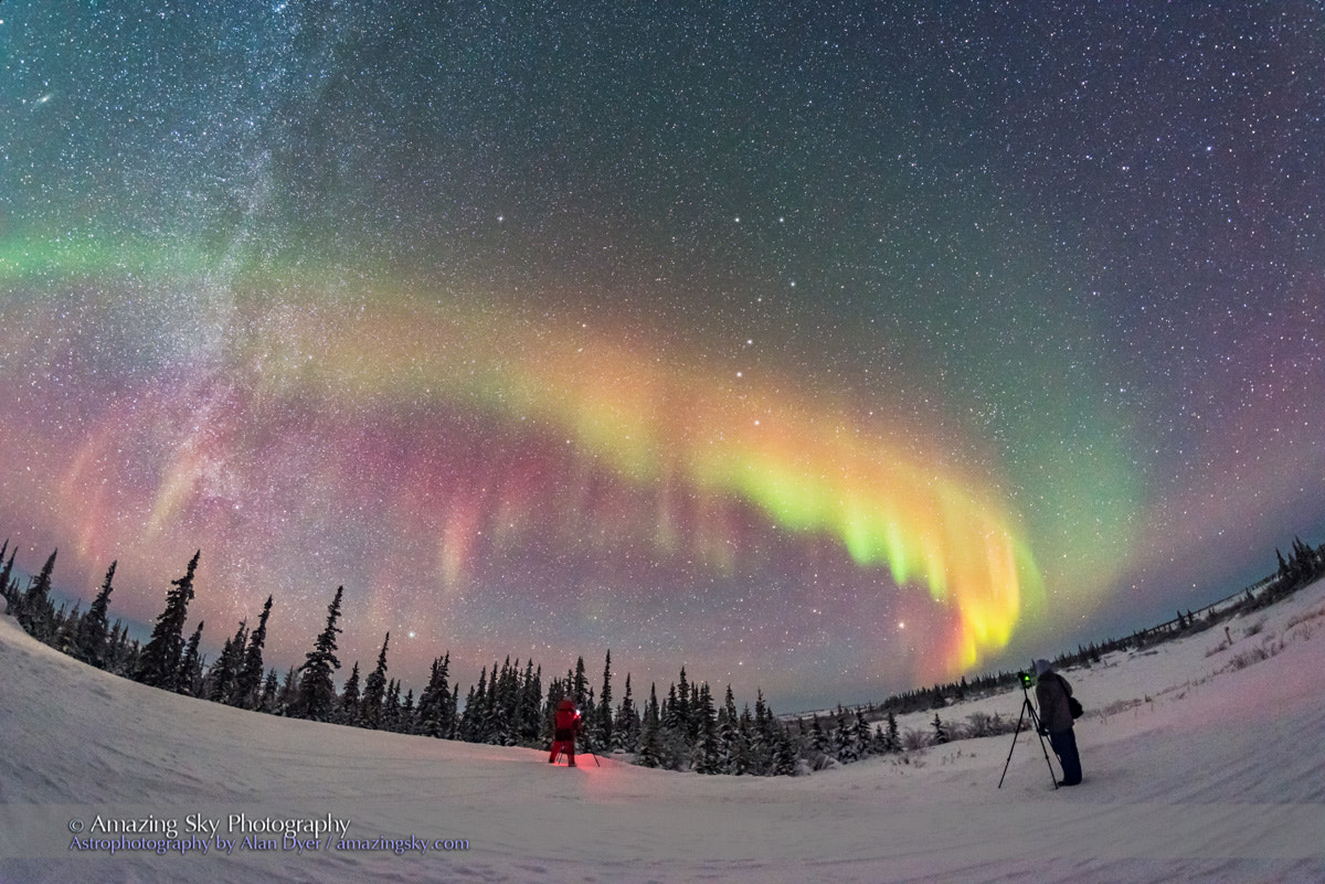 Samyang 12mm F2.8 ED AS NCS Fisheye sample photo. Photographers under the northern lights photography