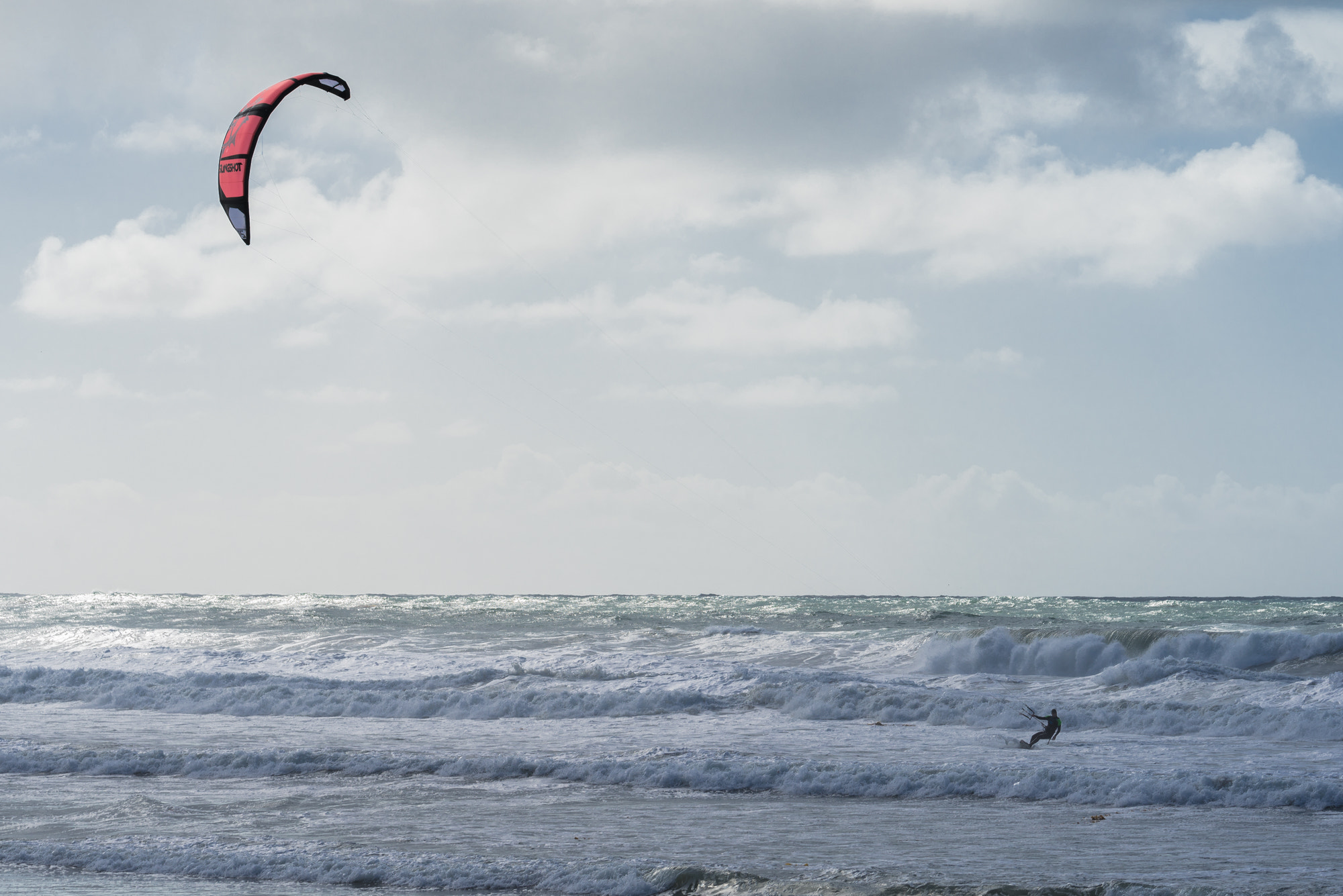 Sony a7R + Sony FE 70-300mm F4.5-5.6 G OSS sample photo. Kitesurfing on pb, california photography