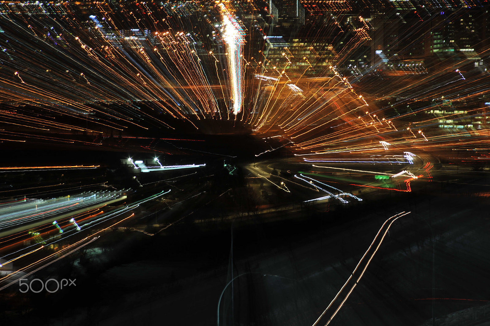 Manual Lens No CPU sample photo. Night time long exposure zoom burst photography
