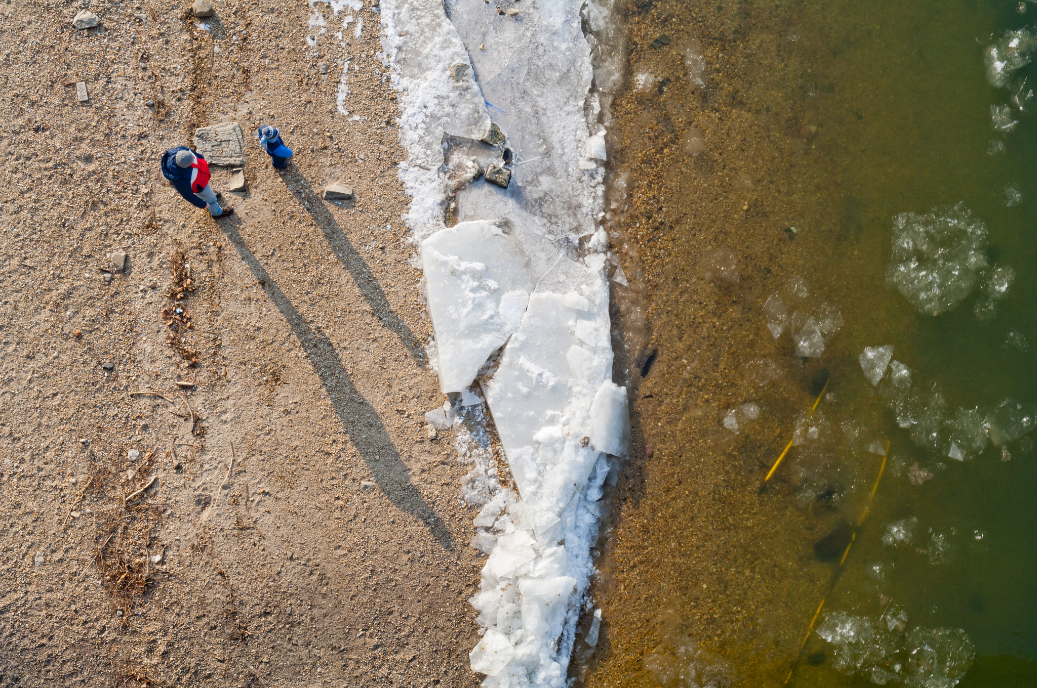 Nikon D2X sample photo. Icy river bank aerial view photography