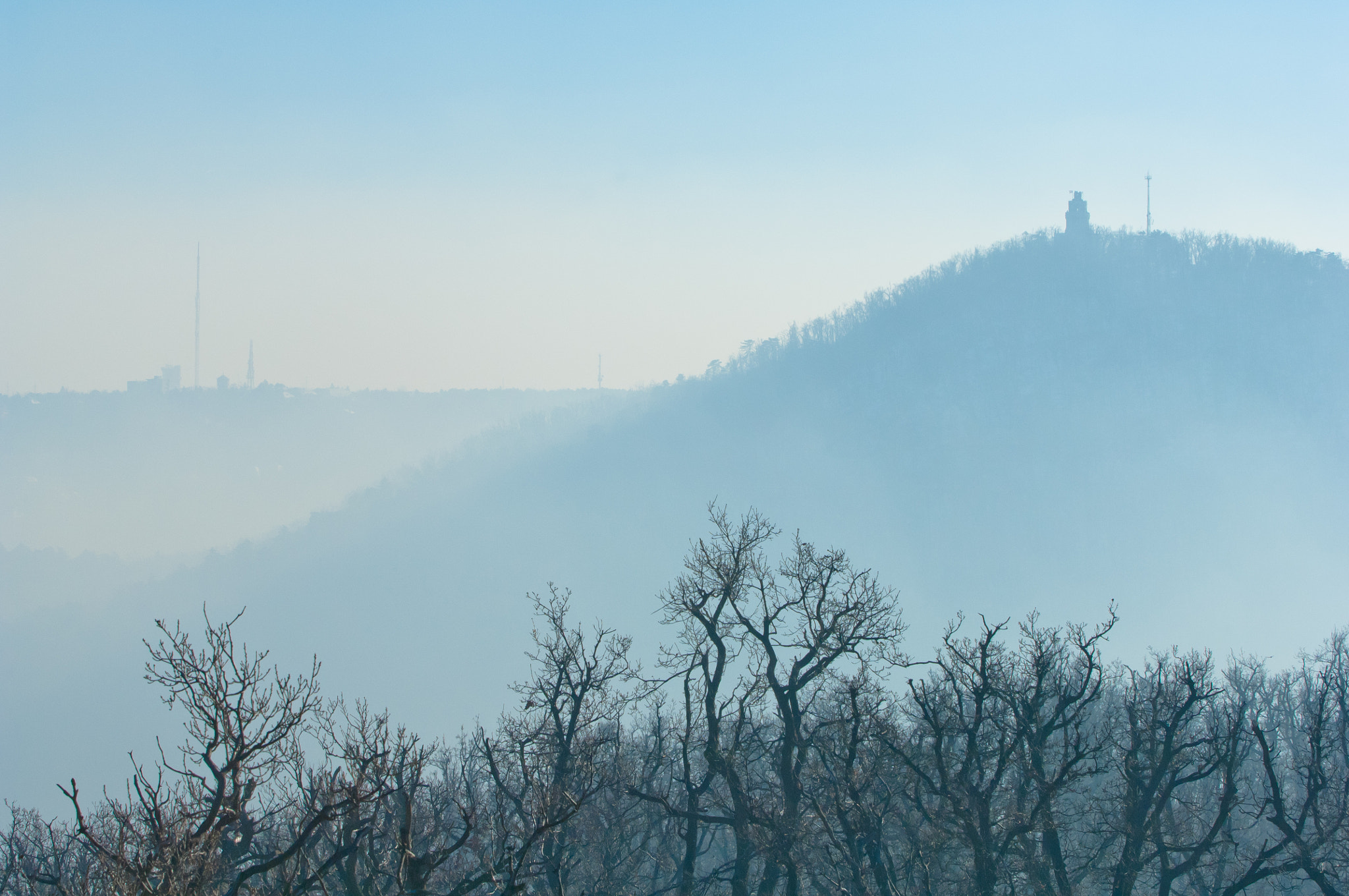 Nikon D2X sample photo. Smog settled over budapest photography