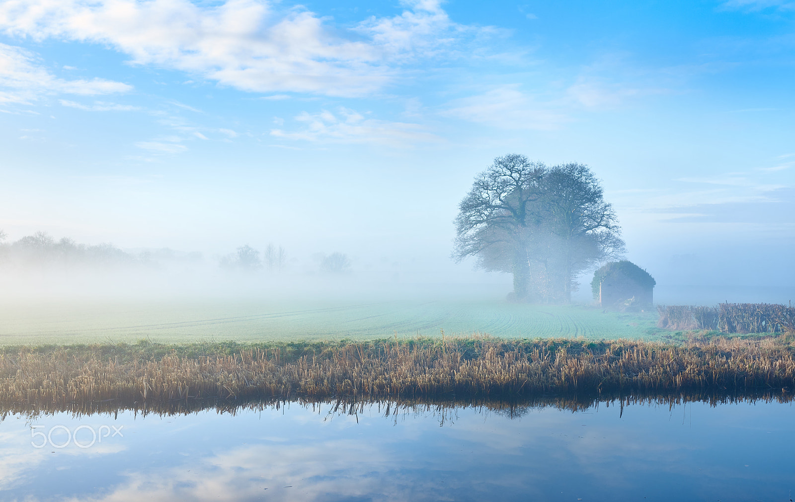Sony a99 II + 35mm F1.4 sample photo. Morning mist on the canal photography