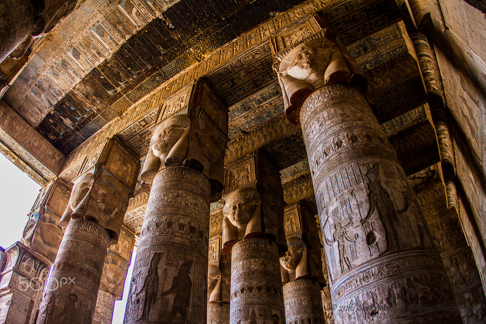 Canon EOS 7D + Canon EF 15mm F2.8 Fisheye sample photo. Inside the entrance of hathor's temple photography