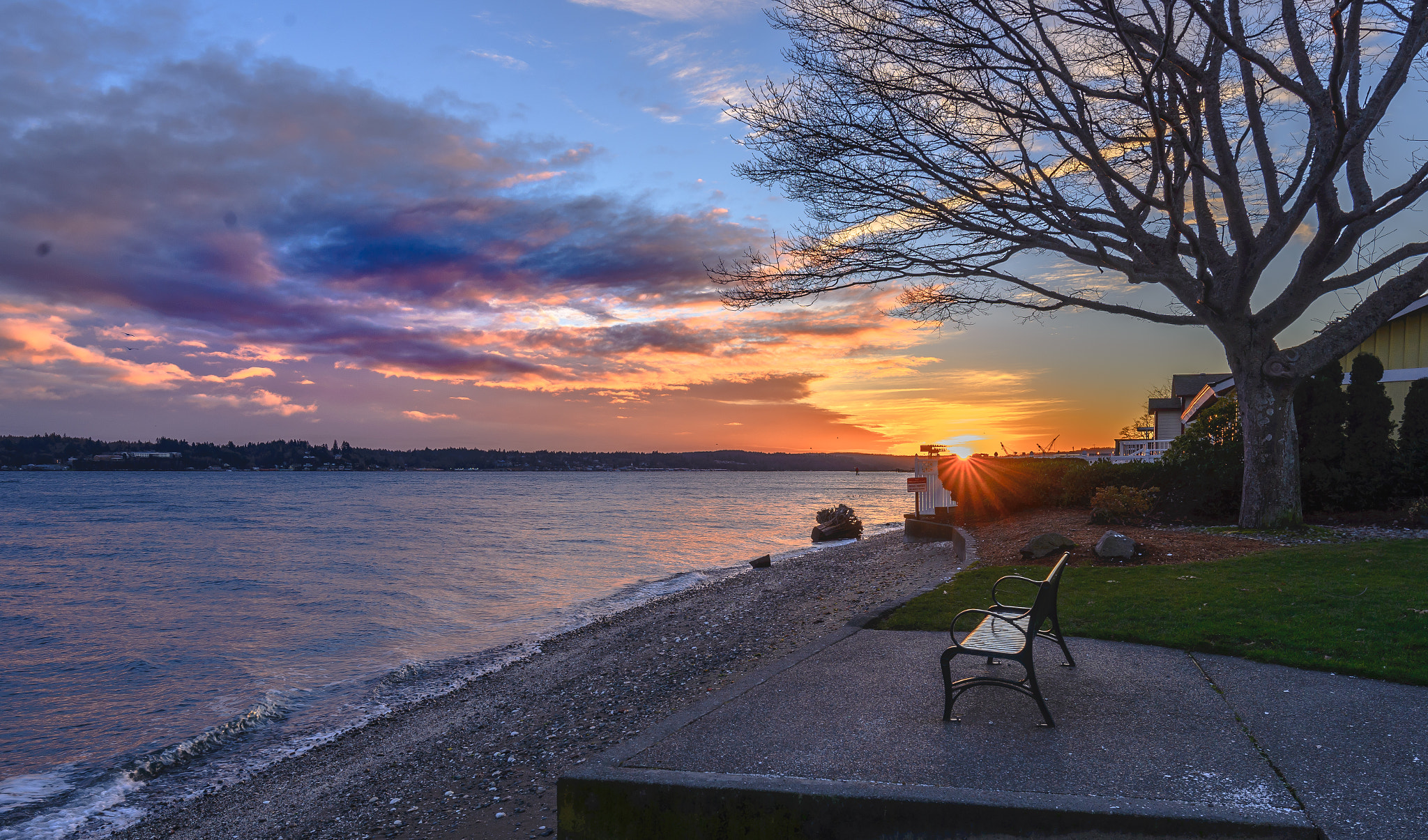 Tamron SP 15-30mm F2.8 Di VC USD sample photo. Sunset over puget sound shipyard photography