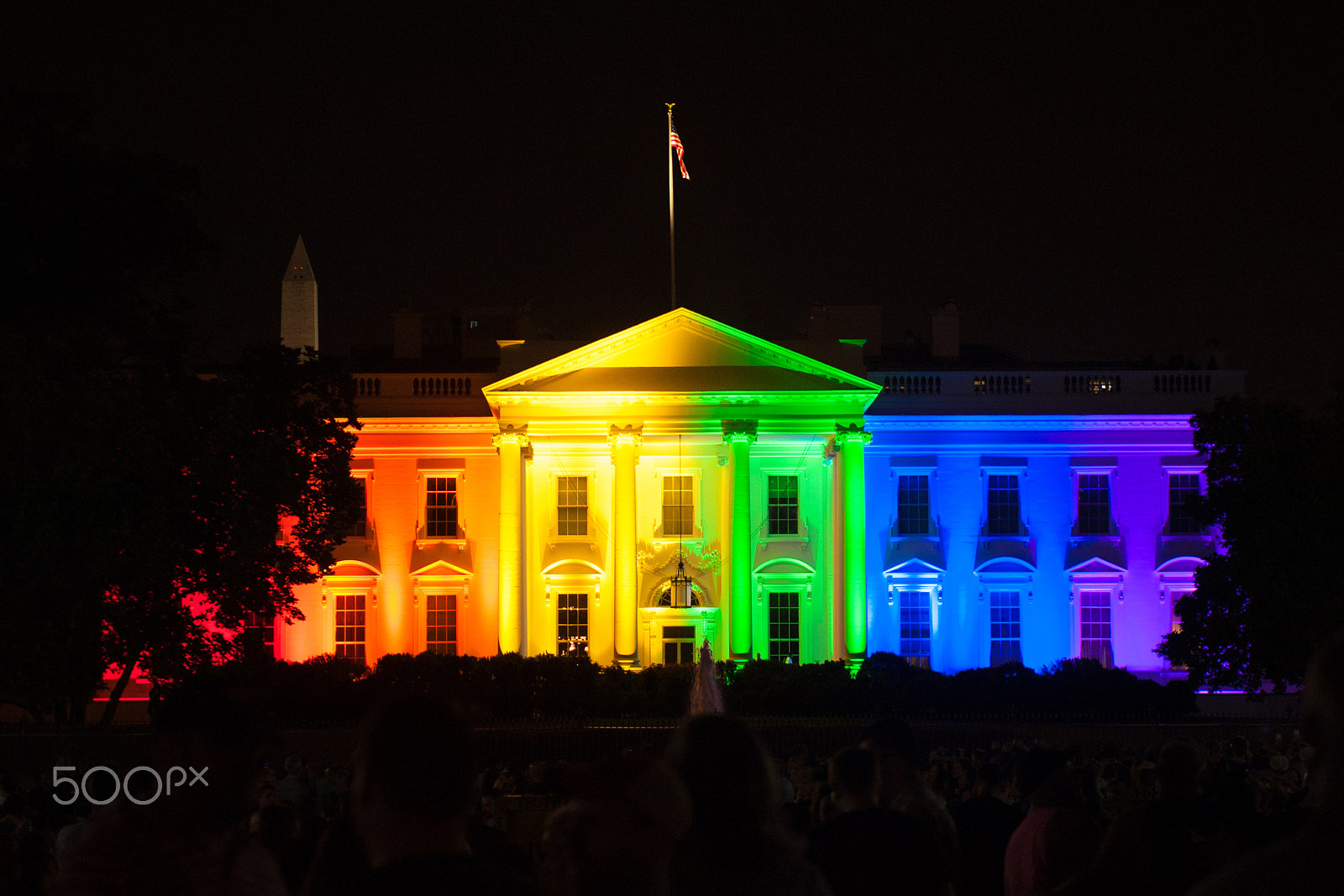 Nikon AF-S Nikkor 28-70mm F2.8 ED-IF sample photo. White house lit in rainbow colors photography