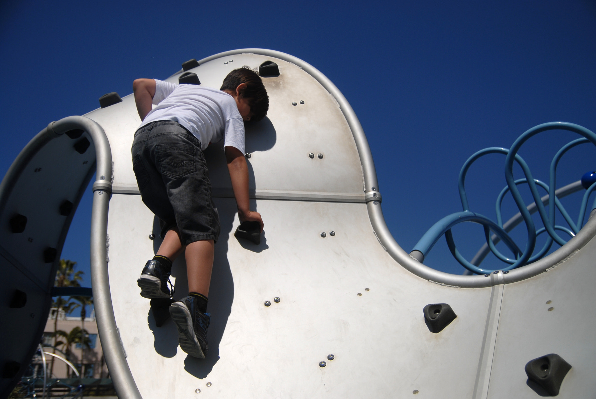Nikon D200 sample photo. Boy climbing in playground photography