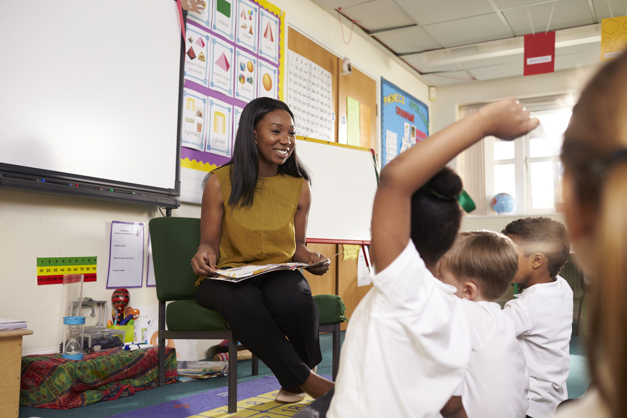 Teacher Asks Elementary School Pupils Question In Classroom