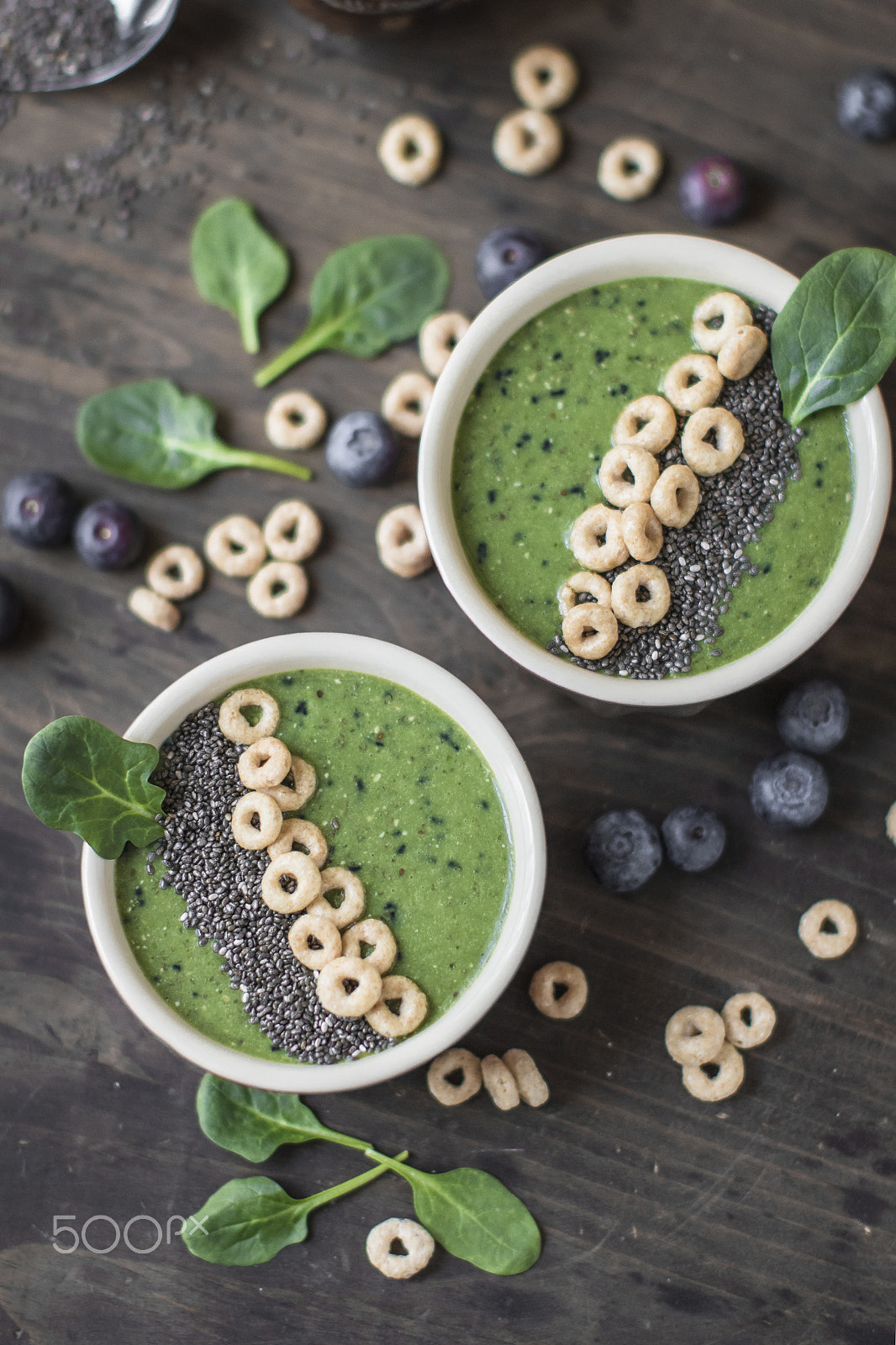 Canon EOS 7D Mark II + Canon EF 50mm F1.2L USM sample photo. Matcha smoothie with blueberry and spinach photography