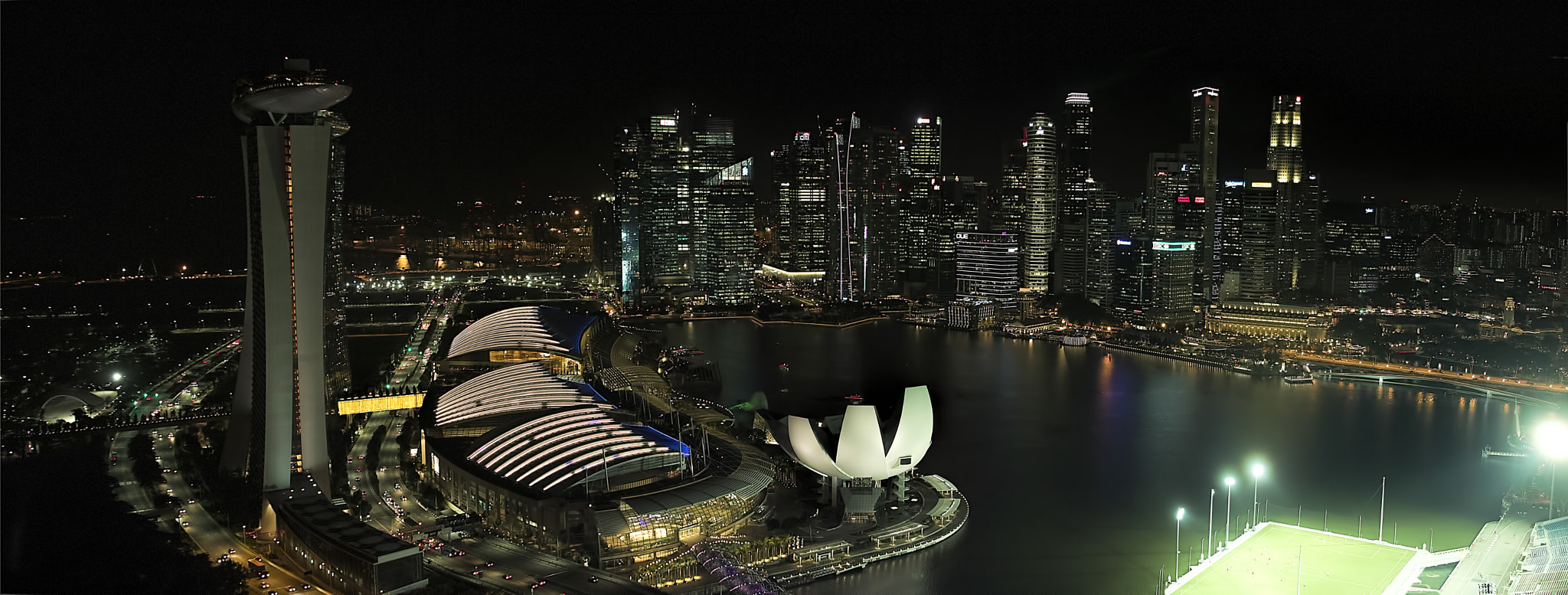 Canon EF 28-300mm F3.5-5.6L IS USM sample photo. Singapore marinabay fromflyer night panorama photography