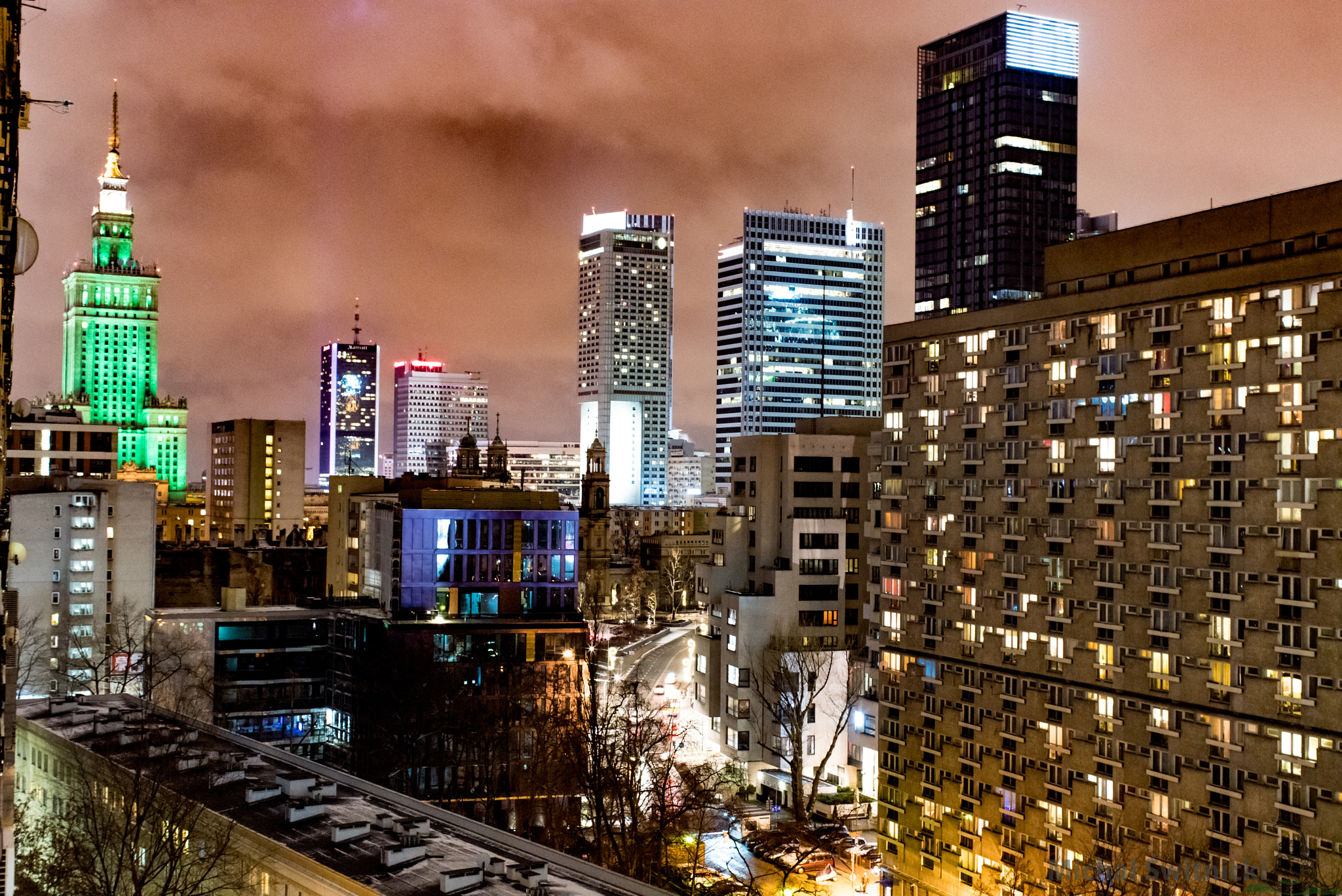 Pentax K-1 sample photo. Warsaw cityscape by night photography