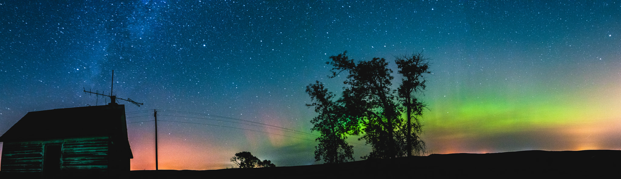 Samyang 14mm F2.8 ED AS IF UMC sample photo. A panorama of the first time i saw the northern lights in north dakota. truly amazing experience photography
