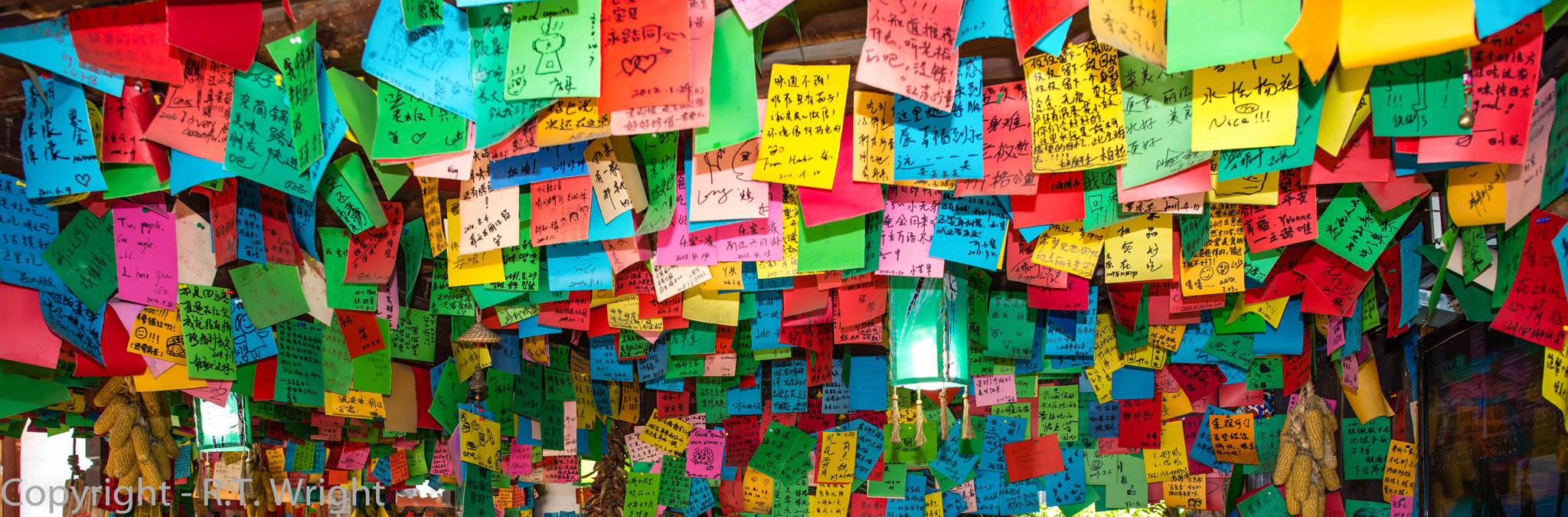 Nikon D800E + Nikon AF-S Nikkor 24mm F1.4G ED sample photo. 10,000 post-it notes in lijiang photography