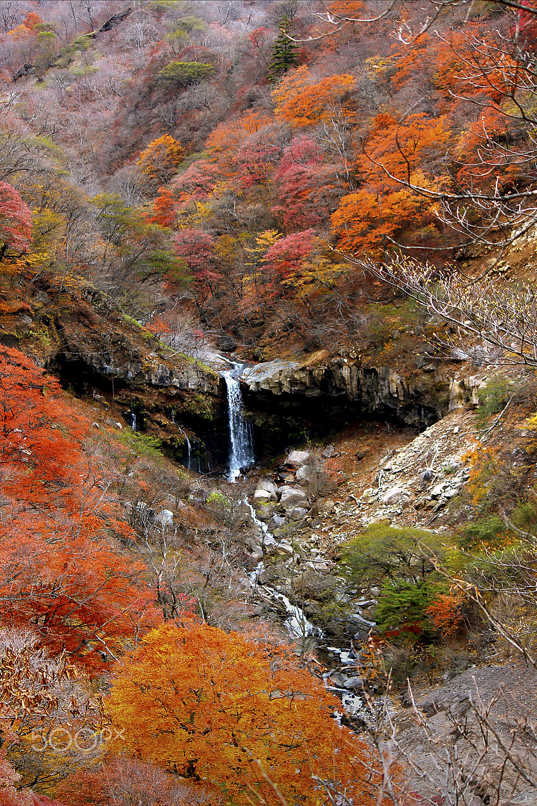 Canon EOS 600D (Rebel EOS T3i / EOS Kiss X5) + Canon EF-S 55-250mm F4-5.6 IS II sample photo. Autumn waterfall photography