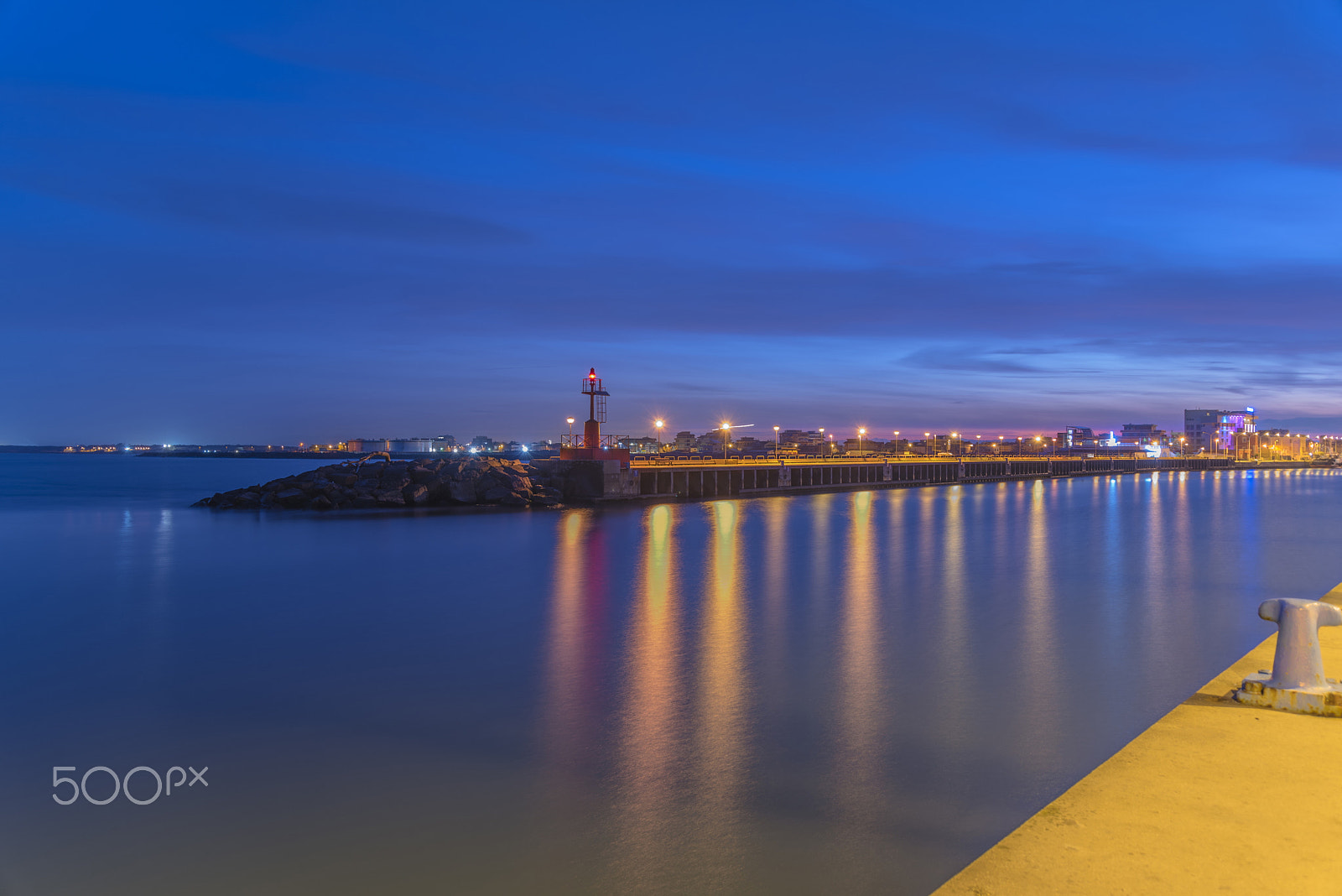 Nikon D810 + Sigma 24-105mm F4 DG OS HSM Art sample photo. Harbor at blue hour photography