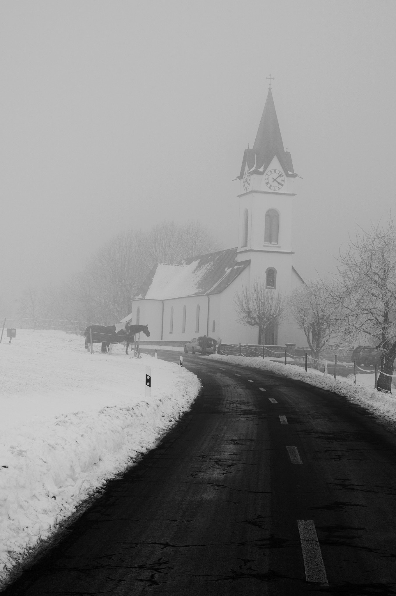 Nikon D300S sample photo. Church in fog photography