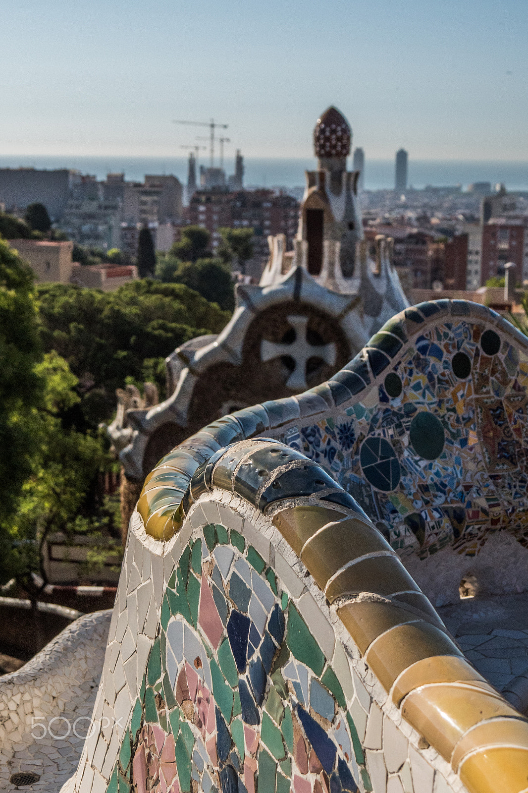 Panasonic Lumix DMC-GH4 sample photo. Park guell bench - short focus photography