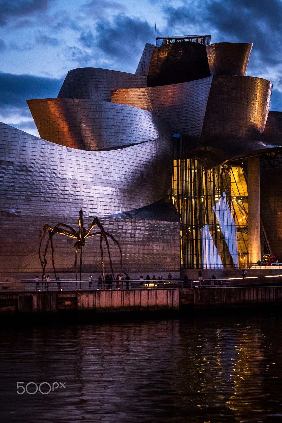 Panasonic Lumix DMC-GH4 sample photo. Guggenheim exterior dusk photography