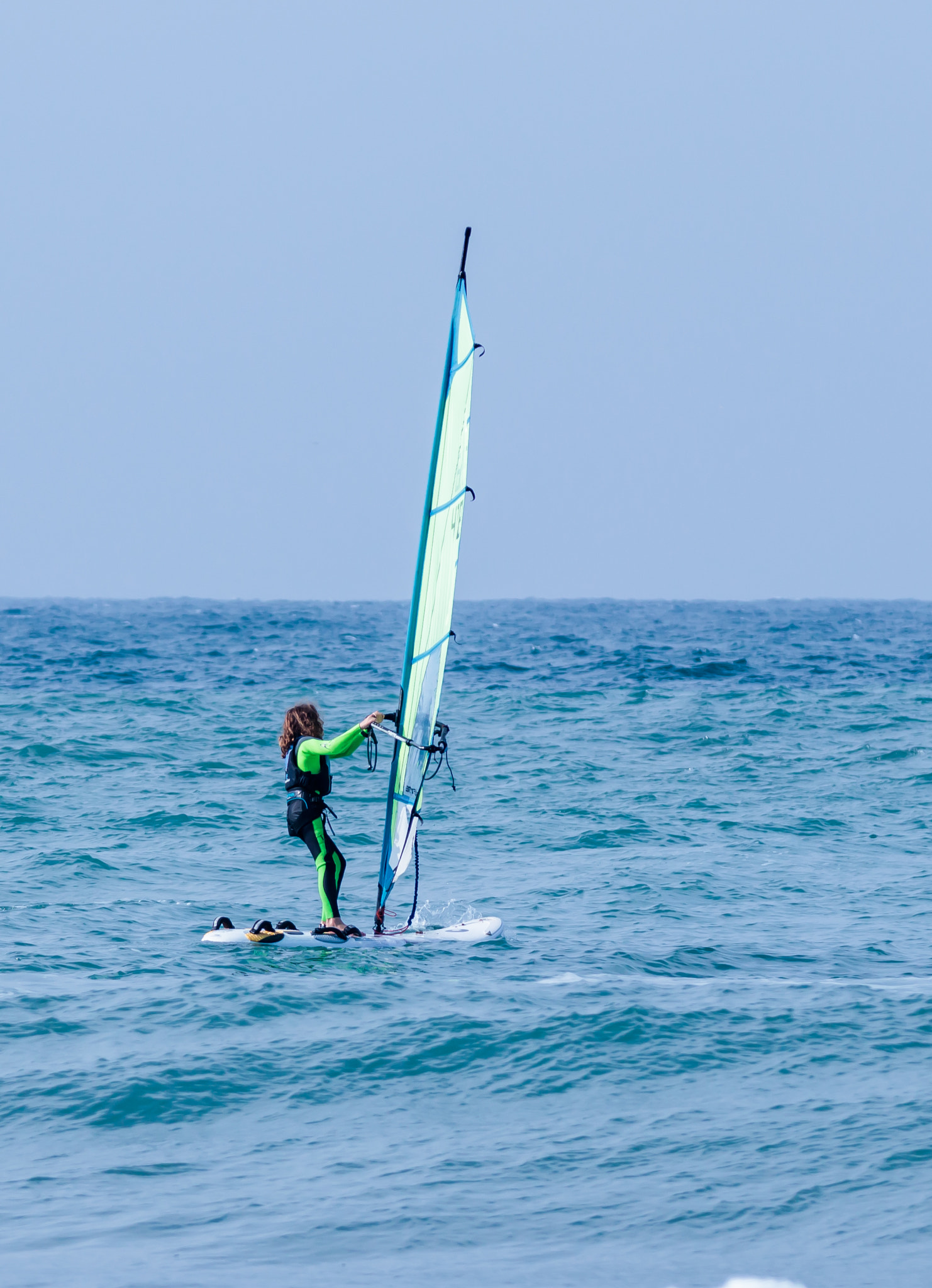 Canon EOS 80D + Sigma 50-200mm F4-5.6 DC OS HSM sample photo. Girl exercising in windsurfing in the mediterranean sea photography