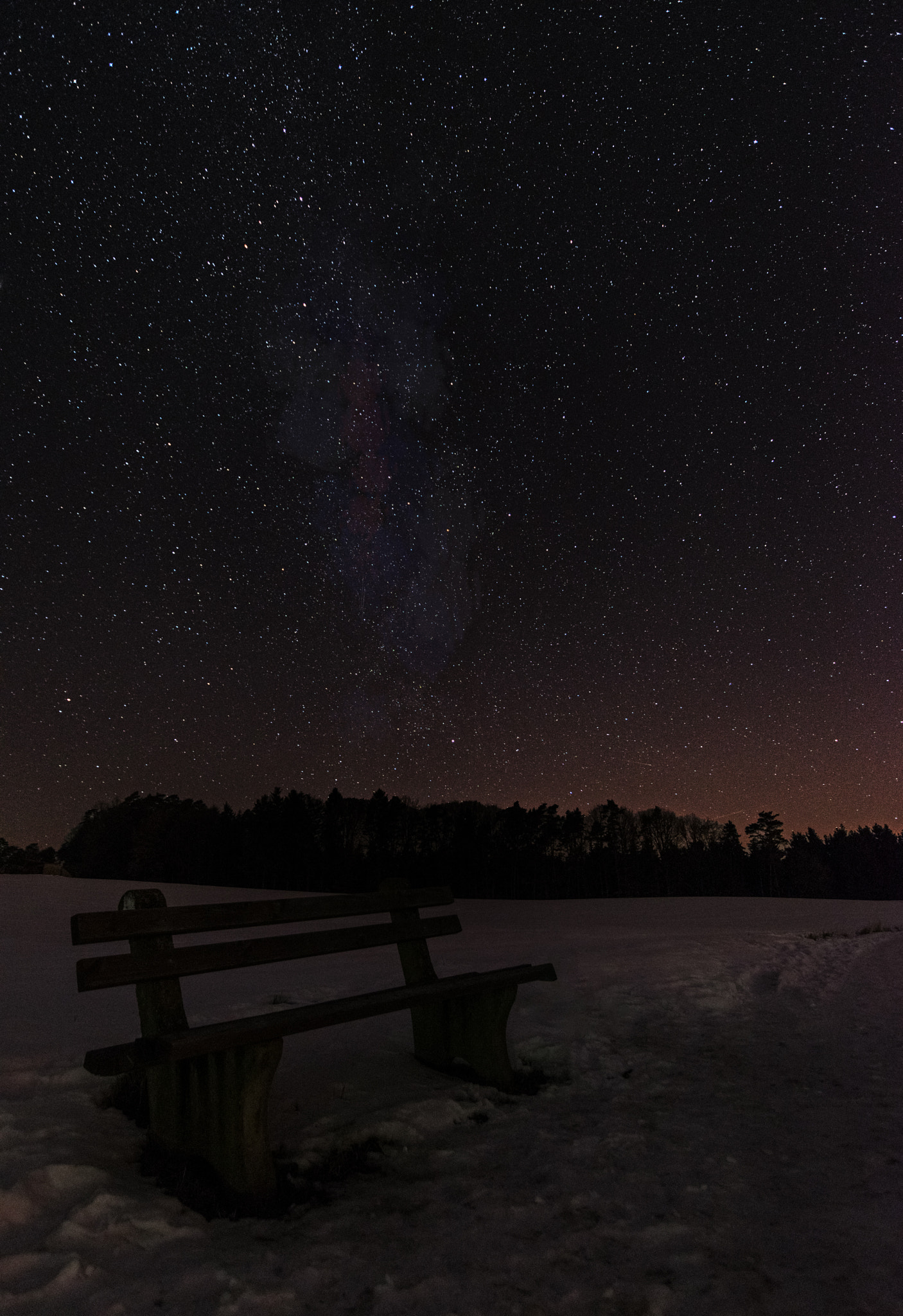 Nikon D3300 + Sigma 10-20mm F3.5 EX DC HSM sample photo. Bench under the starry sky photography