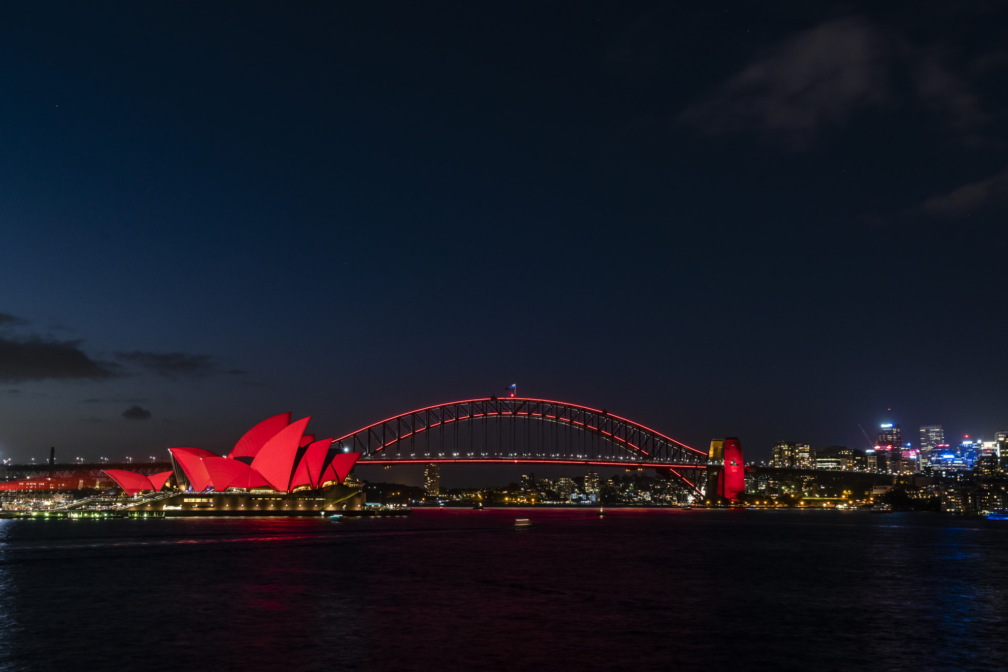 Sony a7R II sample photo. Red opera house and harbour bridge-1 photography