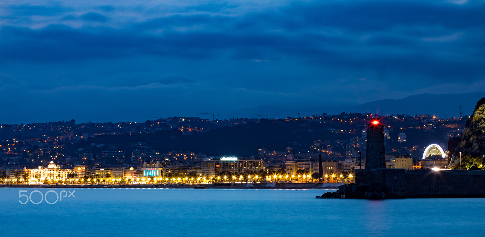 Canon EF 70-300mm F4-5.6L IS USM sample photo. Lights on the baie des anges photography