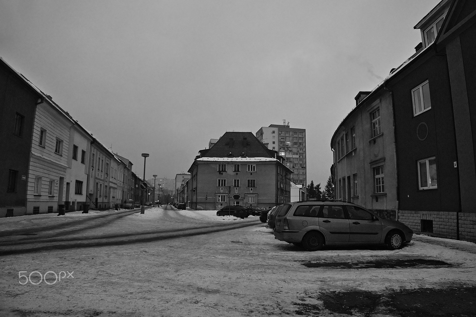 Nikon Coolpix P6000 sample photo. Chomutov, czech republic - january 20, 2017: evening safarikova street during winter smog situation photography