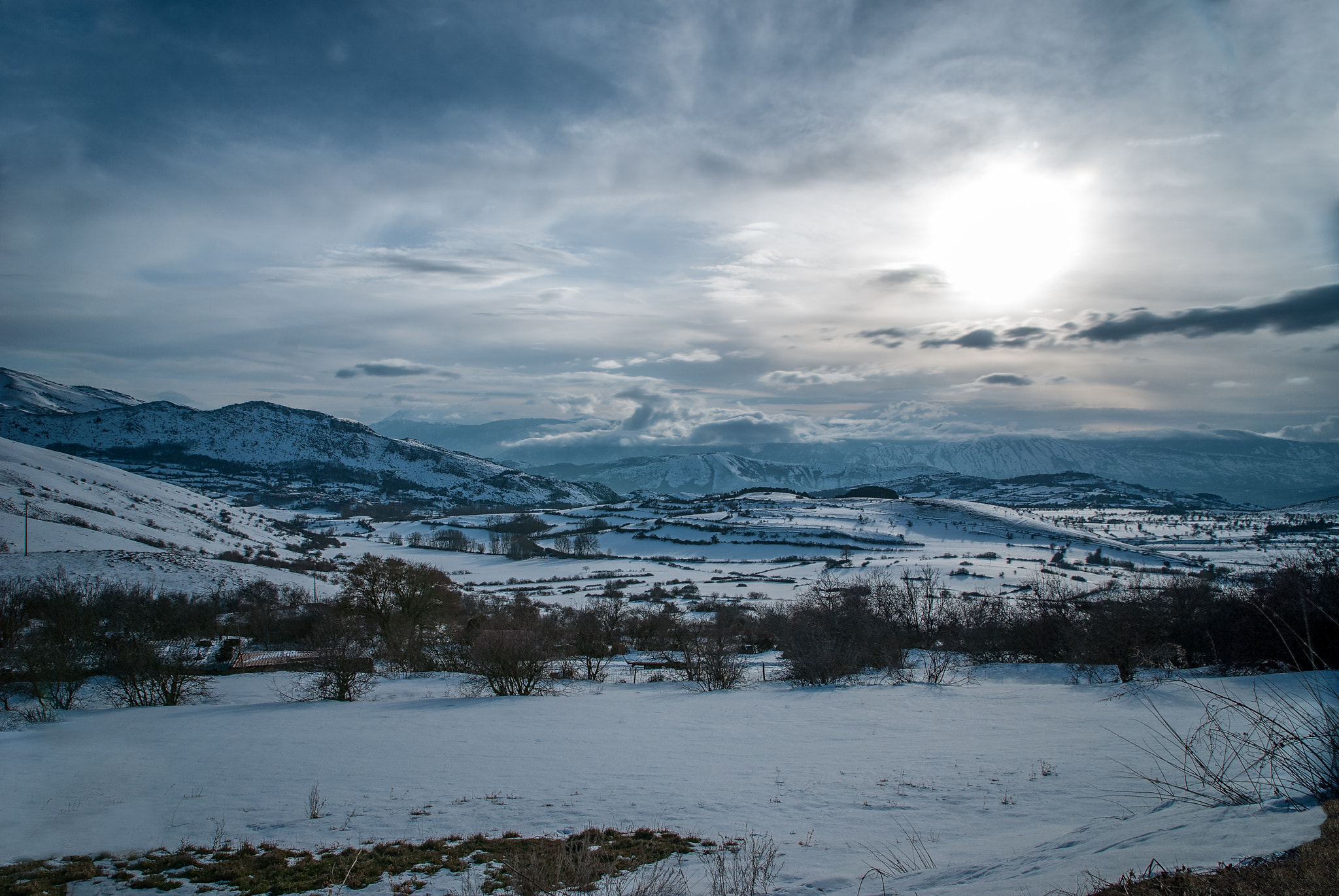 Nikon D80 sample photo. Couldy sky with snow photography