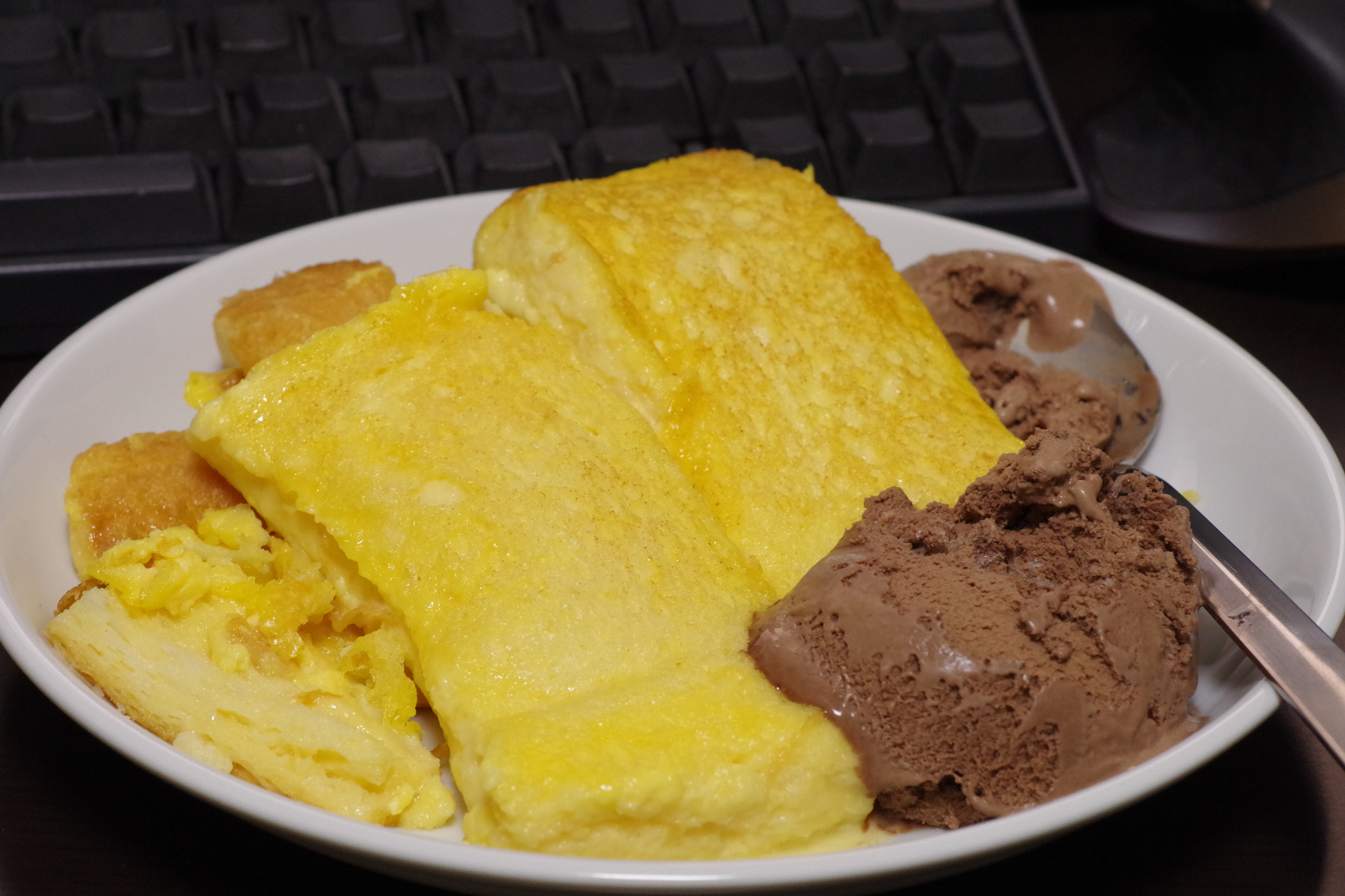 Pentax K-S1 sample photo. French toast with chocolate icecream photography