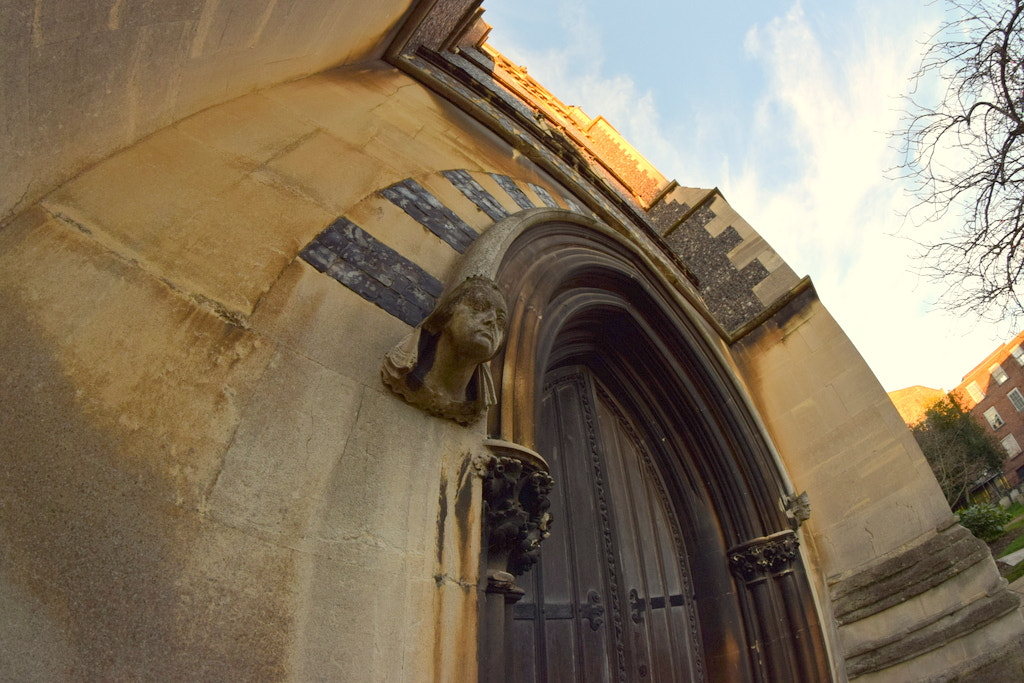 Nikon D3300 + Samyang 8mm F3.5 Aspherical IF MC Fisheye sample photo. Church entrance photography