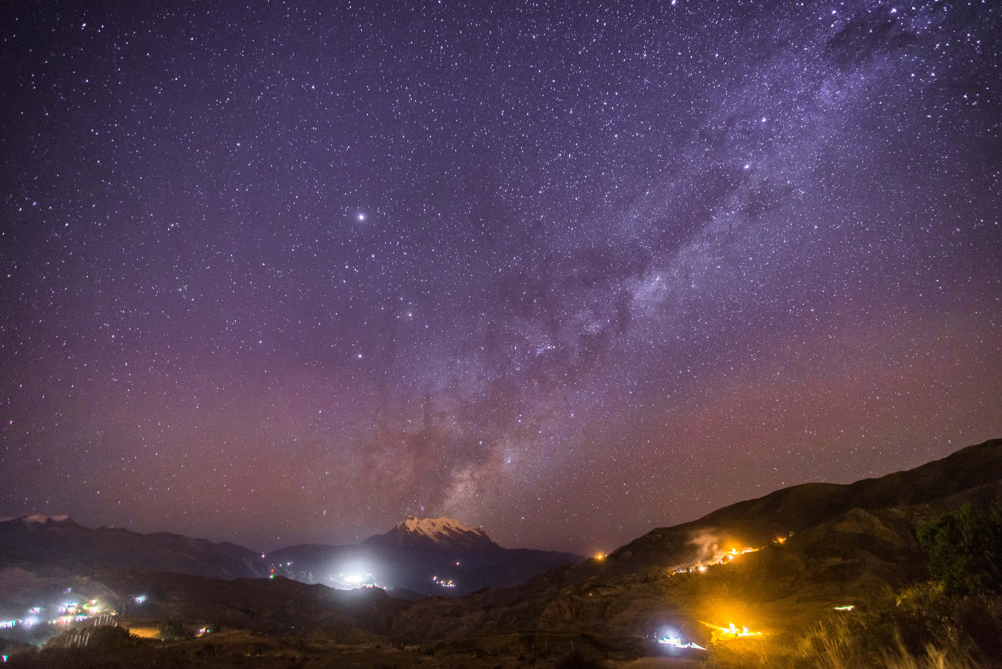 Nikon D610 + Sigma 17-35mm F2.8-4 EX DG  Aspherical HSM sample photo. The illimani mountain and the milky way, la paz-bolivia photography