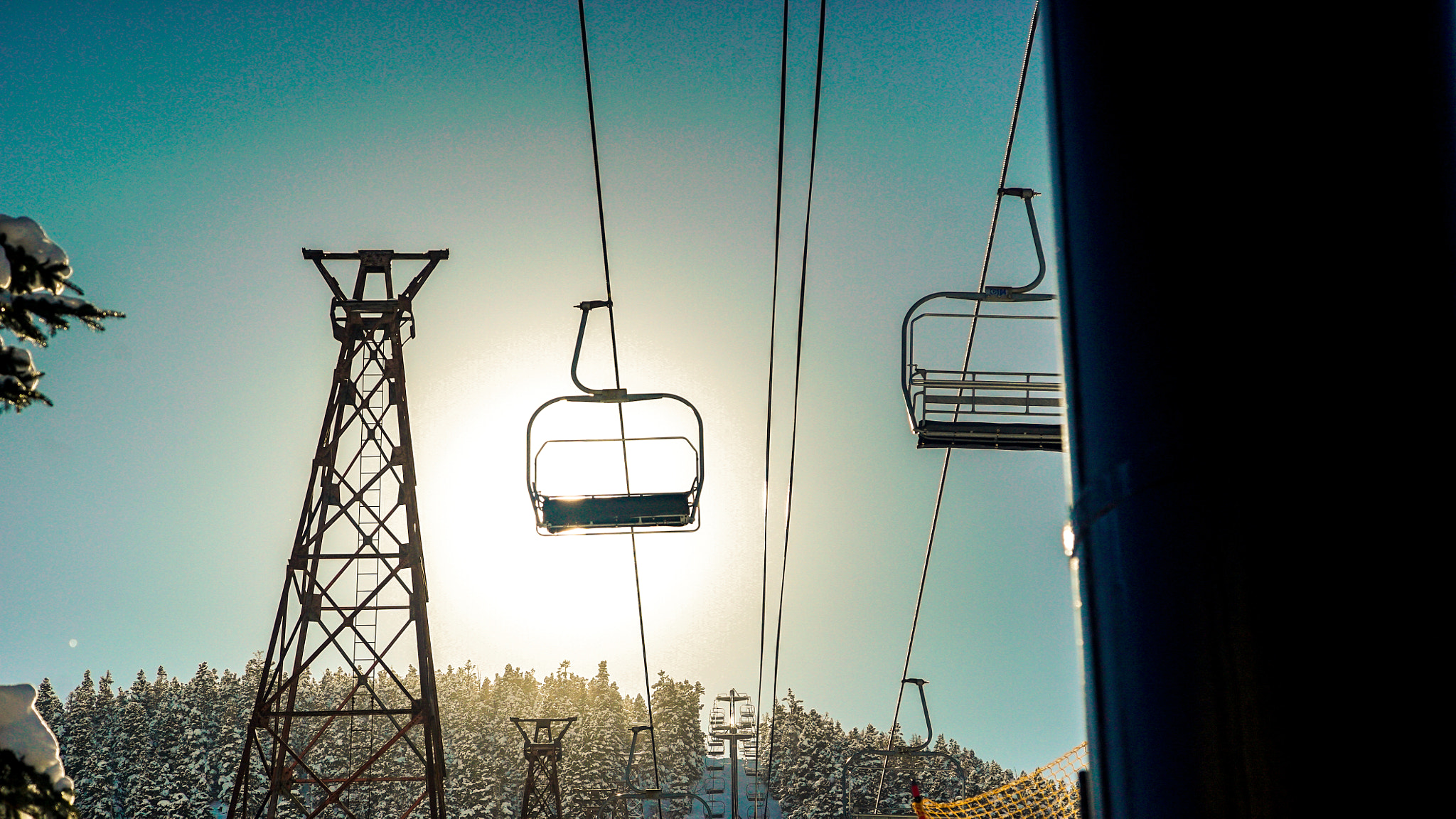 Sony a7S II sample photo. Ski lift sunrise photography