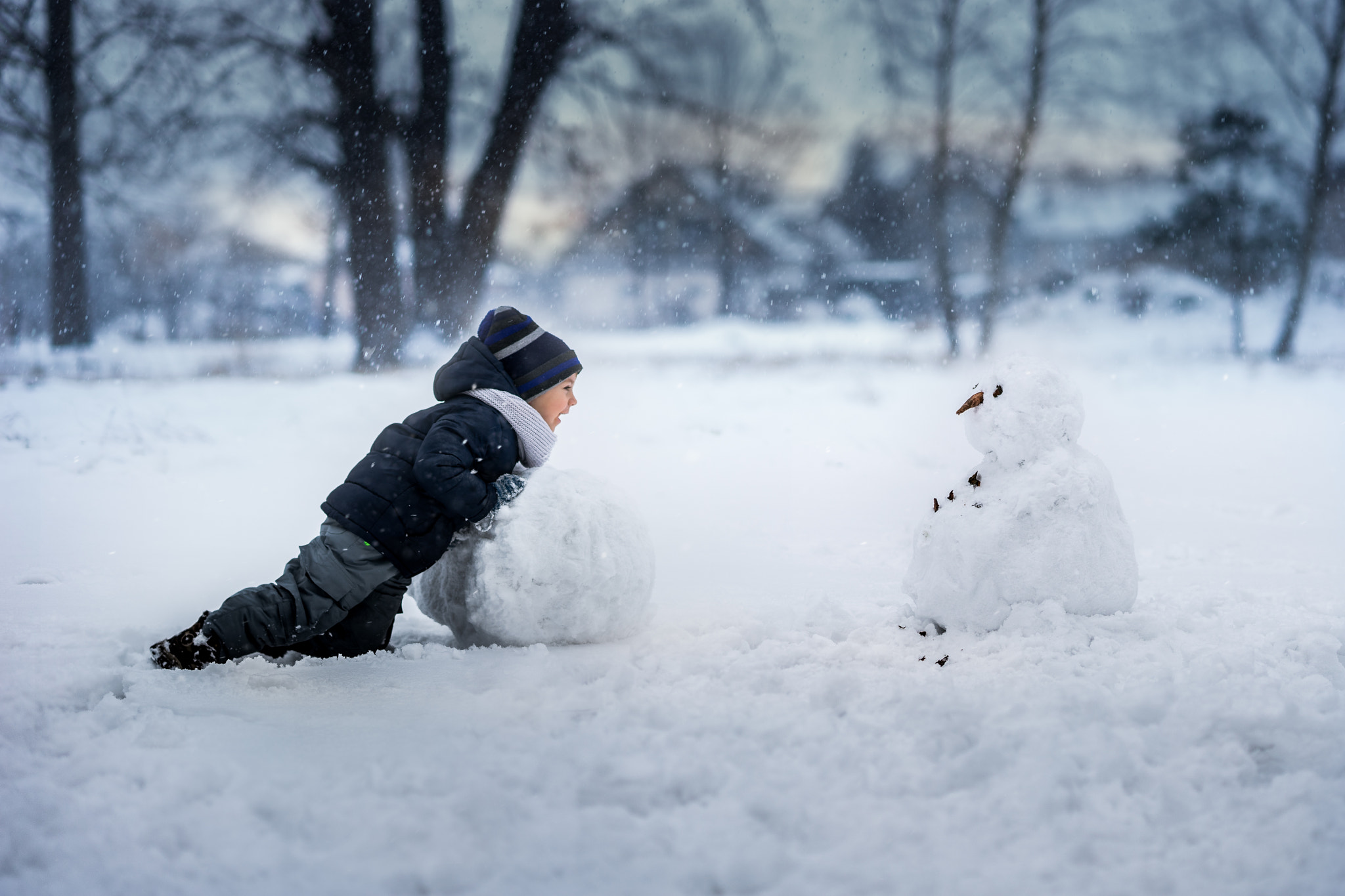 Sony a7 + FE 85mm F1.4 sample photo. Snowman (hello there!) photography