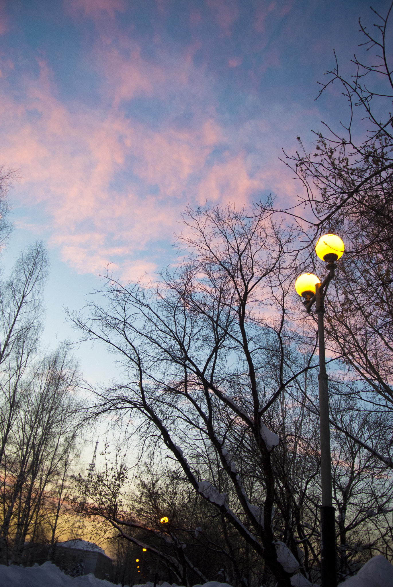 Nikon 1 V1 + Nikon 1 Nikkor VR 10-30mm F3.5-5.6 sample photo. Street light and evening sky photography