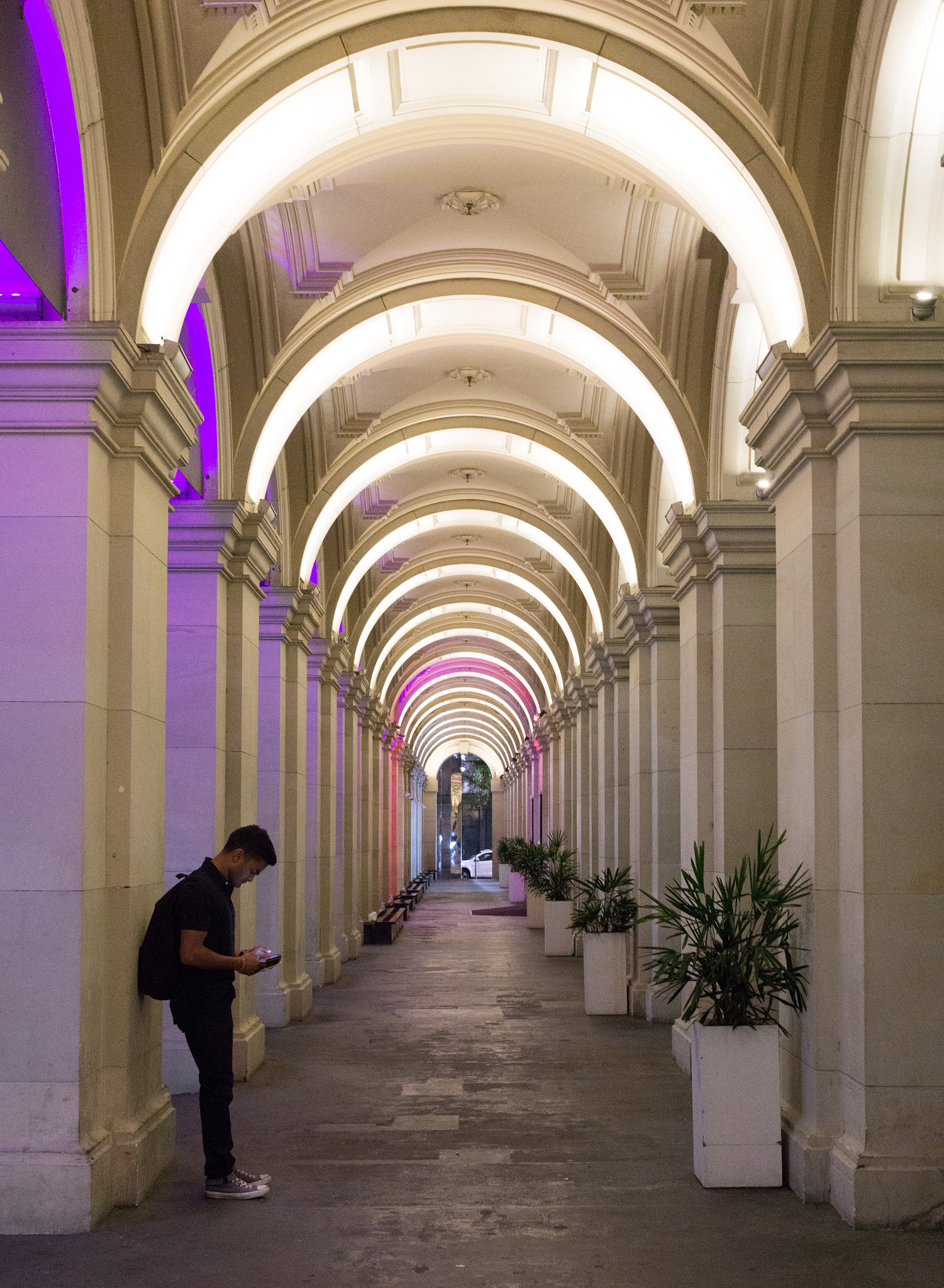 Sony a6000 sample photo. Walkway at night photography