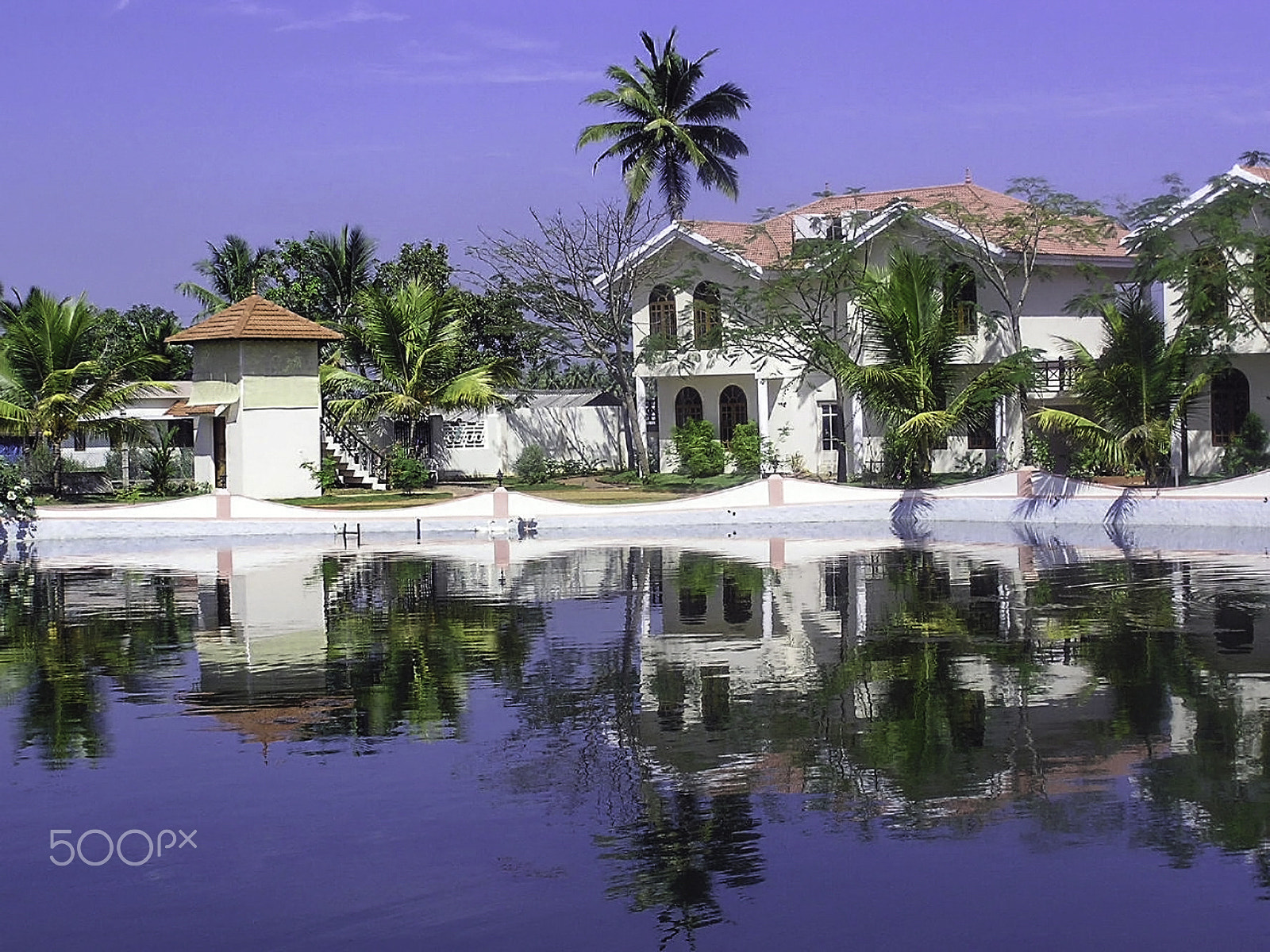 Olympus C750UZ sample photo. View of the cottages and lagoon water in alleppey, kerala, india photography