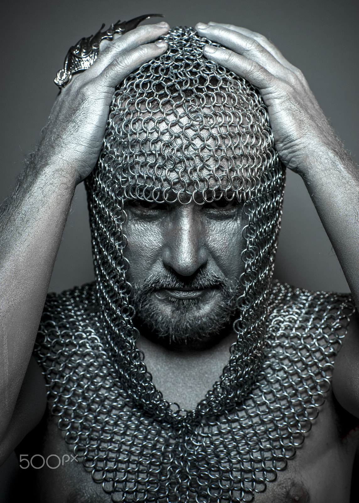 Sony a7 + Sony DT 50mm F1.8 SAM sample photo. Hooded, medieval executioner mesh iron rings on the head photography