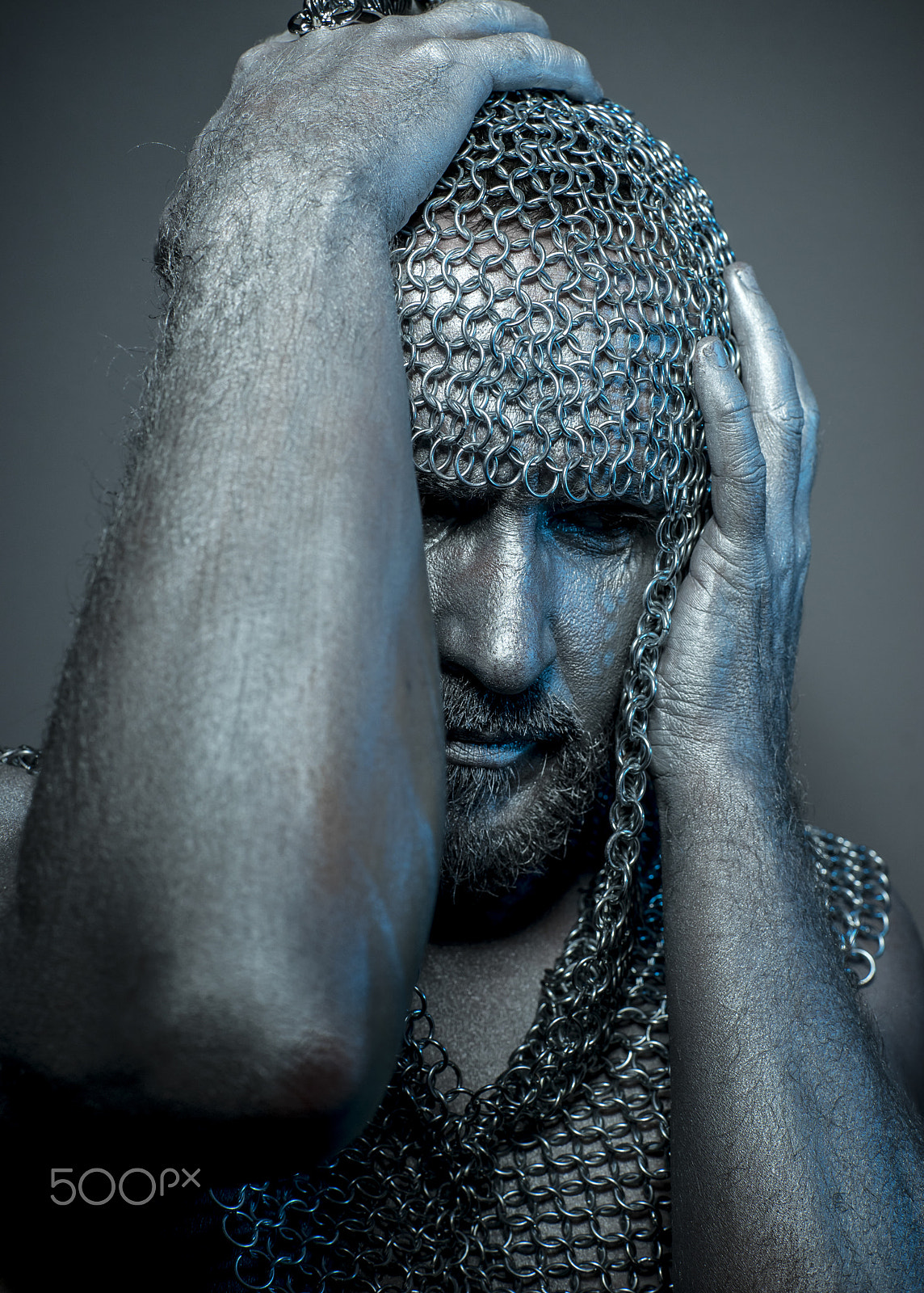 Sony a7 + Sony DT 50mm F1.8 SAM sample photo. Horror, medieval executioner mesh iron rings on the head photography