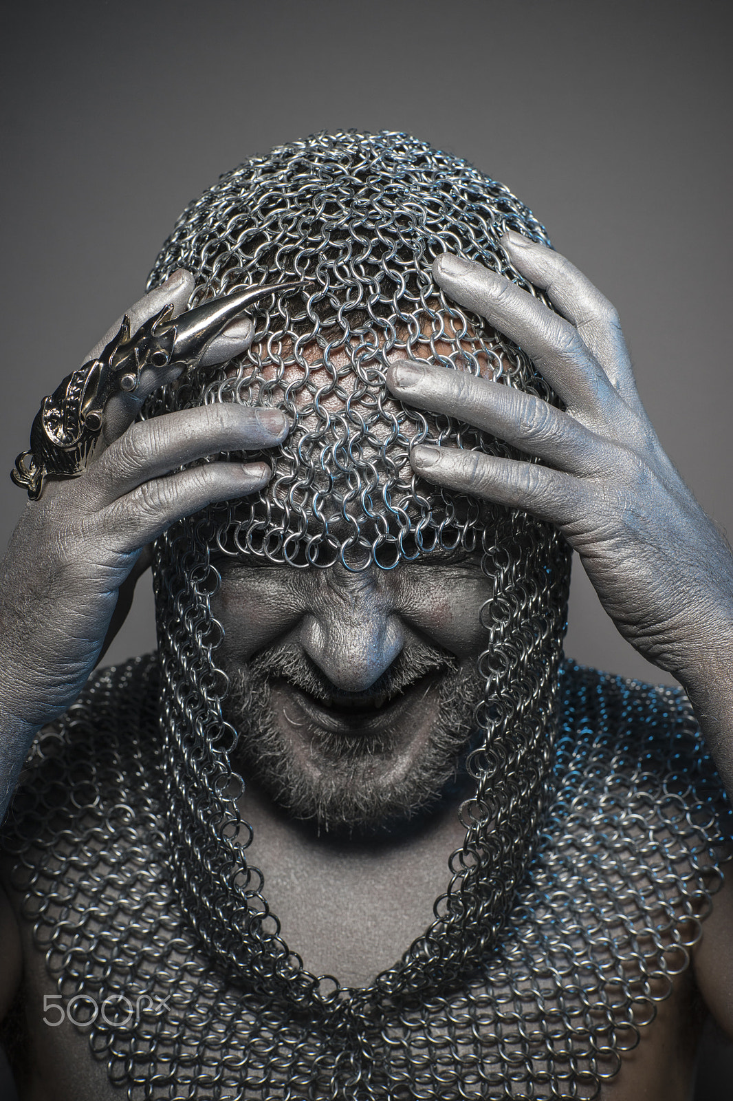 Sony a7 + Sony DT 50mm F1.8 SAM sample photo. Knight, man in chain mail and leather painted silver, medieval w photography