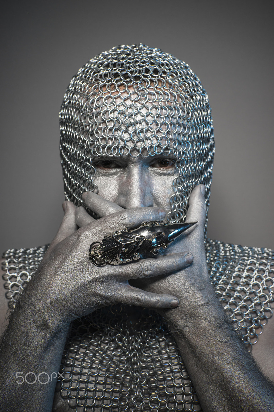 Sony a7 + Sony DT 50mm F1.8 SAM sample photo. Battle, man in chain mail and leather painted silver, medieval w photography