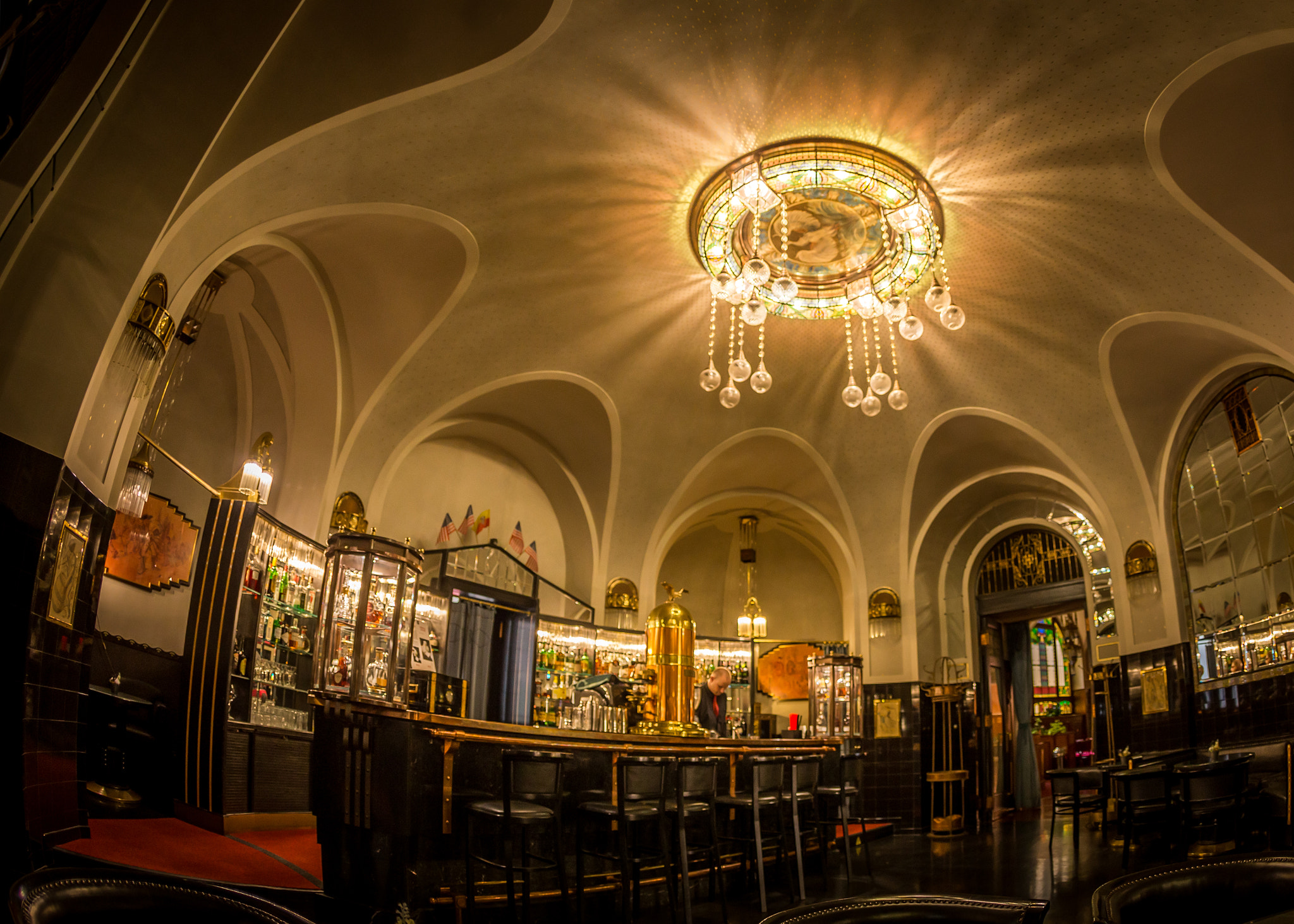 Canon EOS 6D + Canon EF 15mm F2.8 Fisheye sample photo. American bar, prague photography