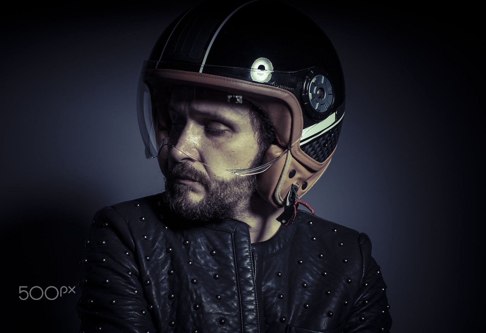 Sony a7 + Sony DT 50mm F1.8 SAM sample photo. Trip, biker with motorcycle helmet and black leather jacket, met photography