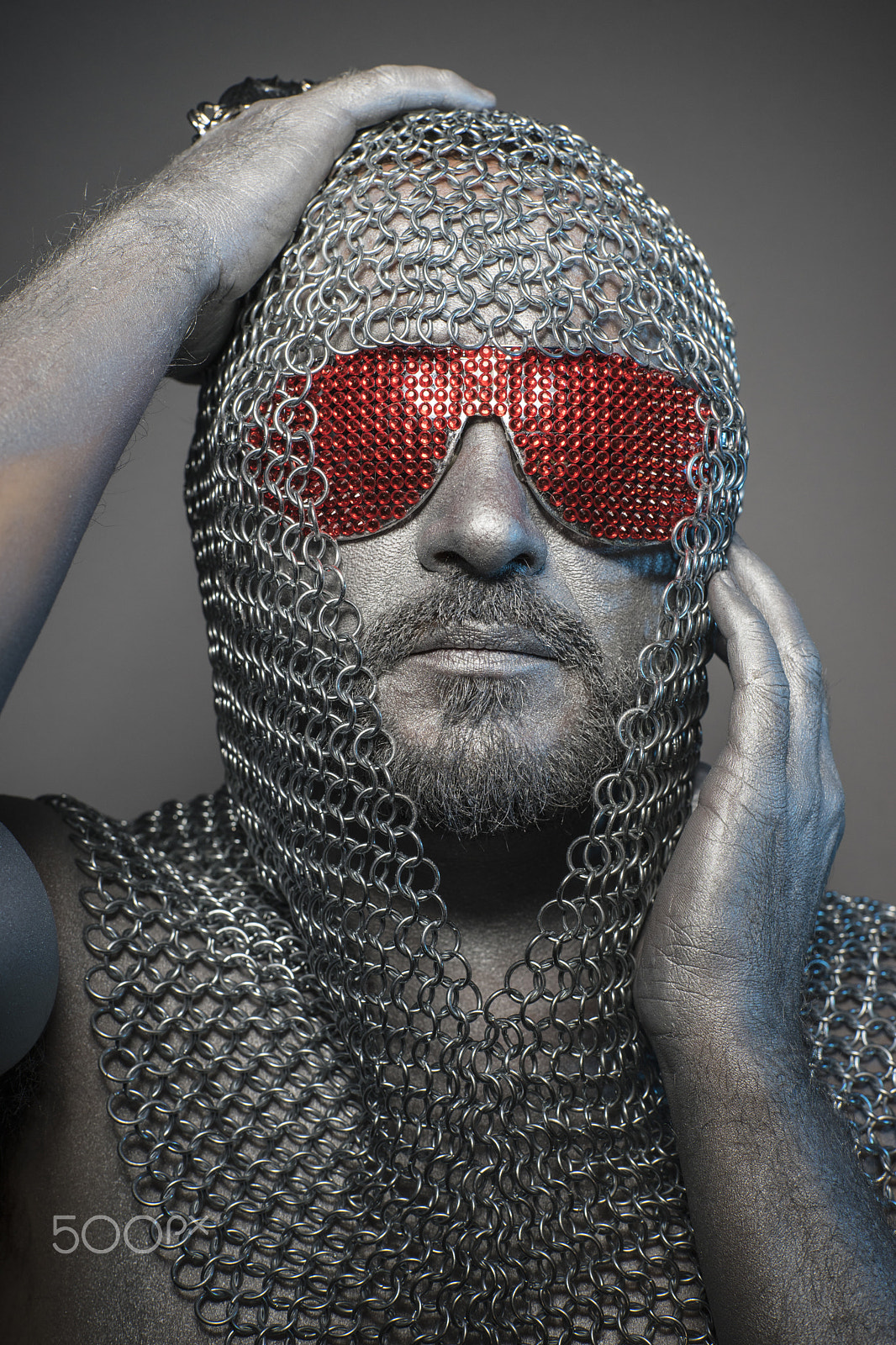 Sony a7 + Sony DT 50mm F1.8 SAM sample photo. Battle, man in chain mail and leather painted silver, medieval w photography