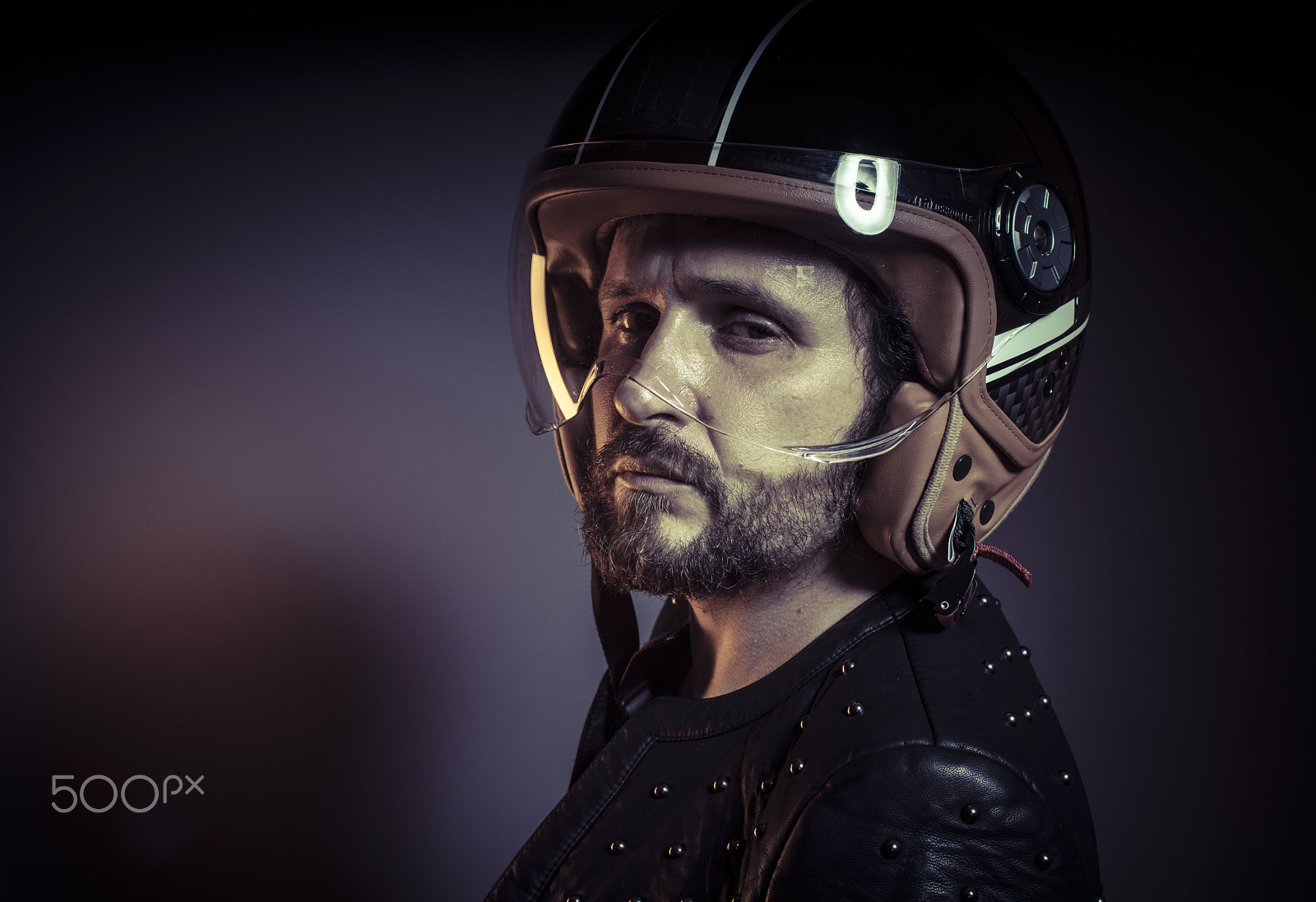 Sony a7 + Sony DT 50mm F1.8 SAM sample photo. Danger, biker with motorcycle helmet and black leather jacket, m photography