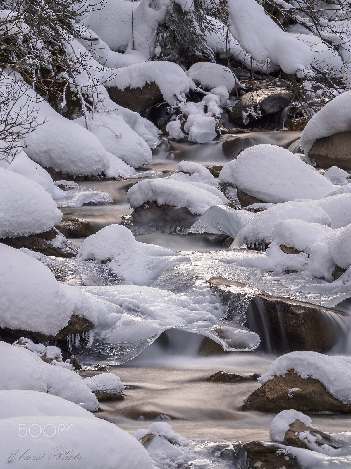 Olympus OM-D E-M10 sample photo. Winter stream photography