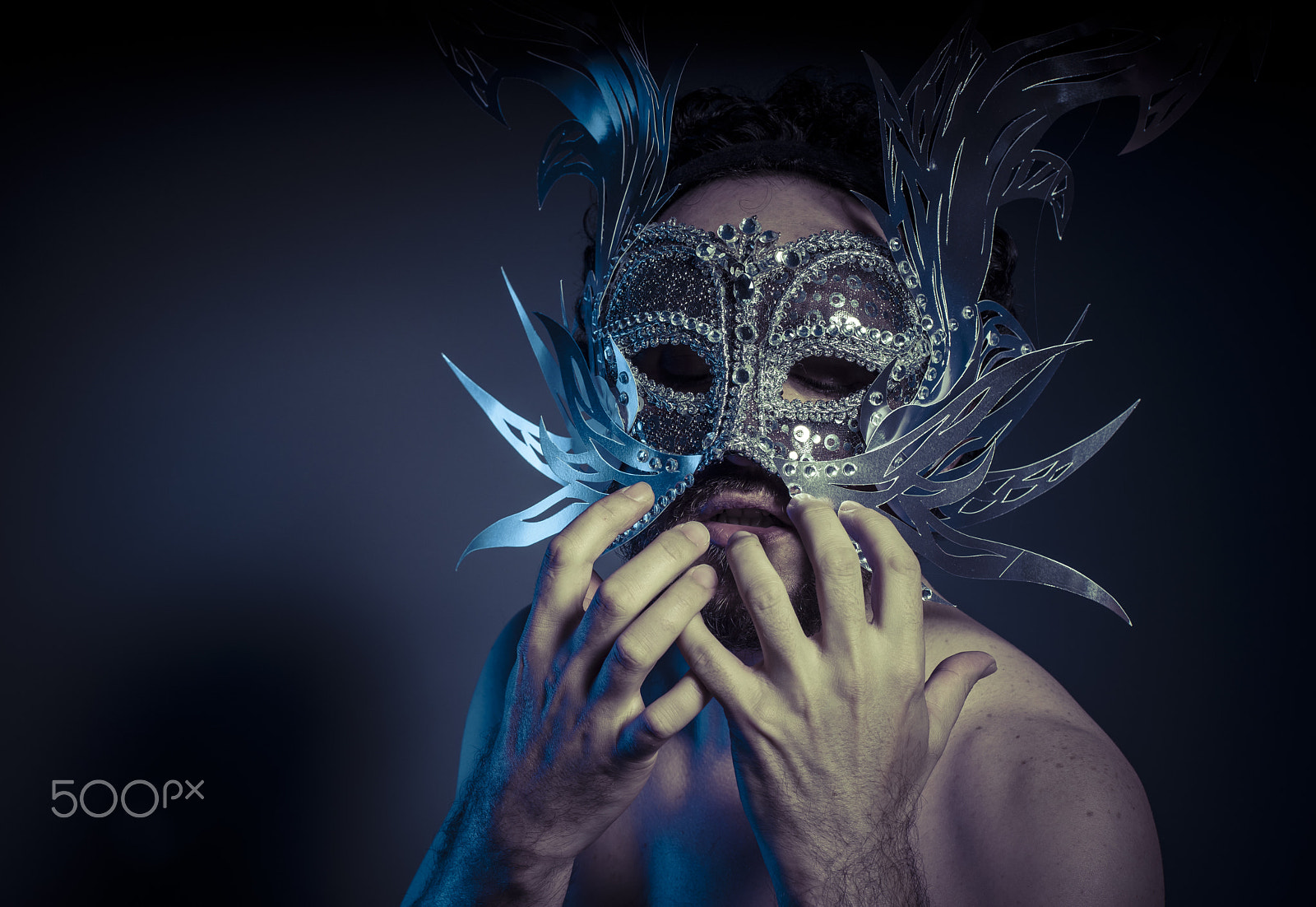 Sony a7 + Sony DT 50mm F1.8 SAM sample photo. Costume, bearded man with silver mask venetian style. mystery an photography
