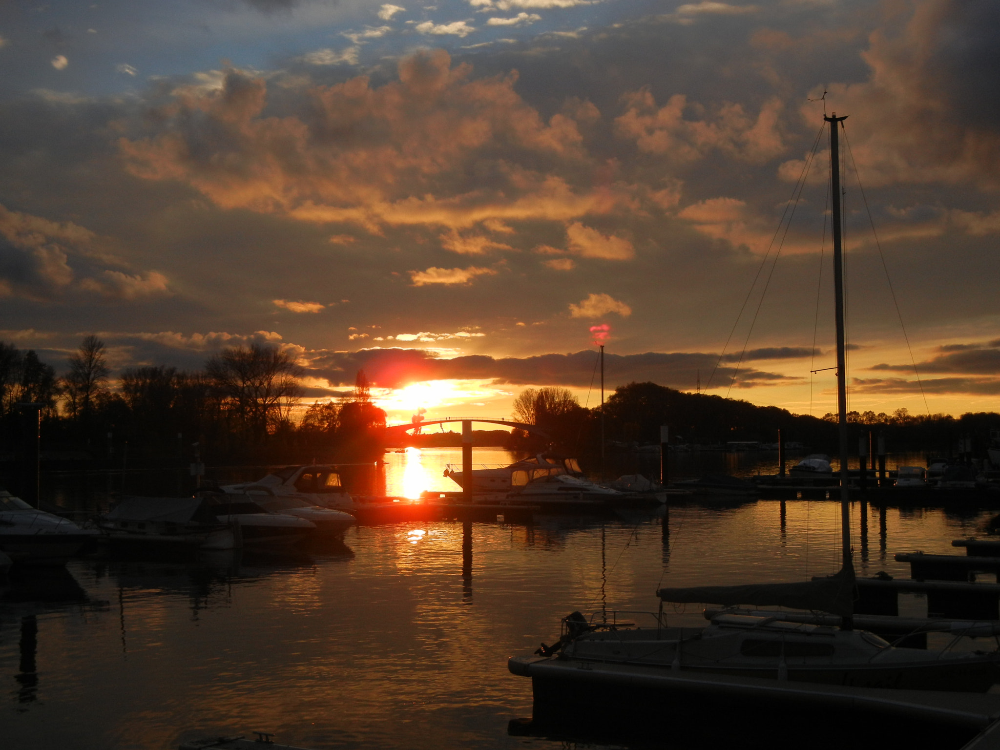 Nikon Coolpix S8100 sample photo. Sunset on a harbour on the rhine photography