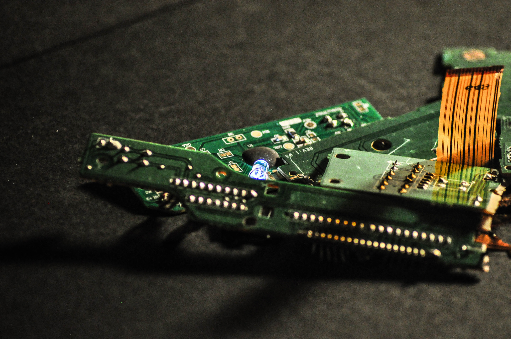 Nikon D5000 sample photo. Circuit boards and a led photography