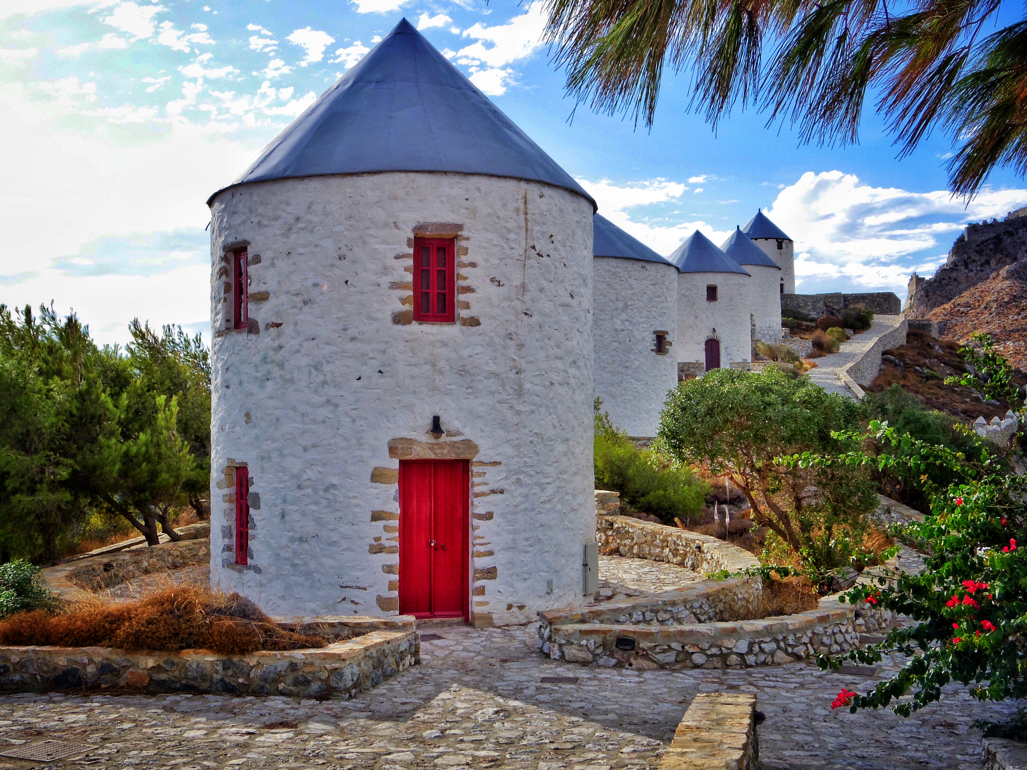 Pentax Q sample photo. Old windmills, leros, greece photography