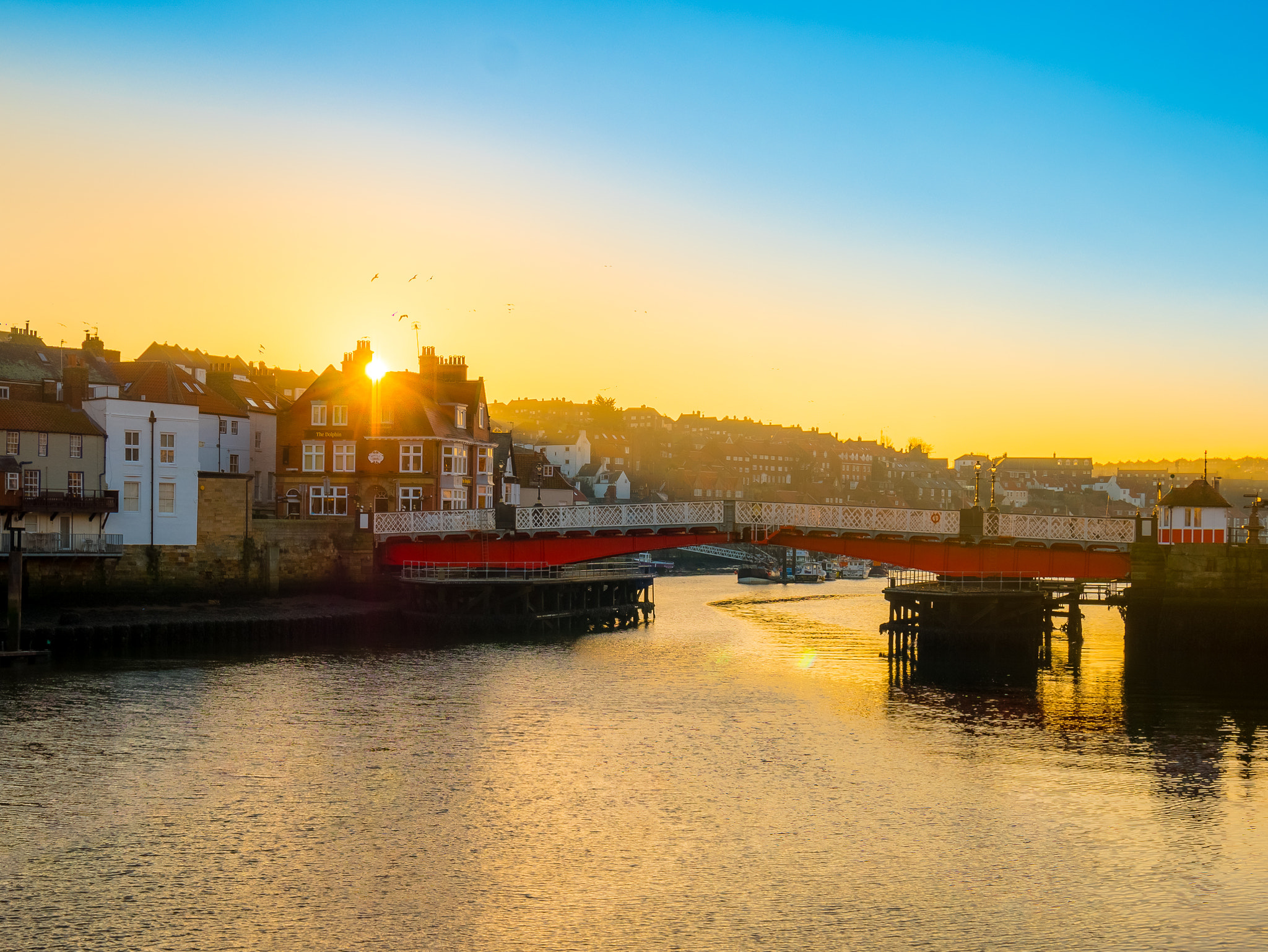 Panasonic Lumix DMC-GX85 (Lumix DMC-GX80 / Lumix DMC-GX7 Mark II) sample photo. Whitby harbour swing bridge built in 1908. photography